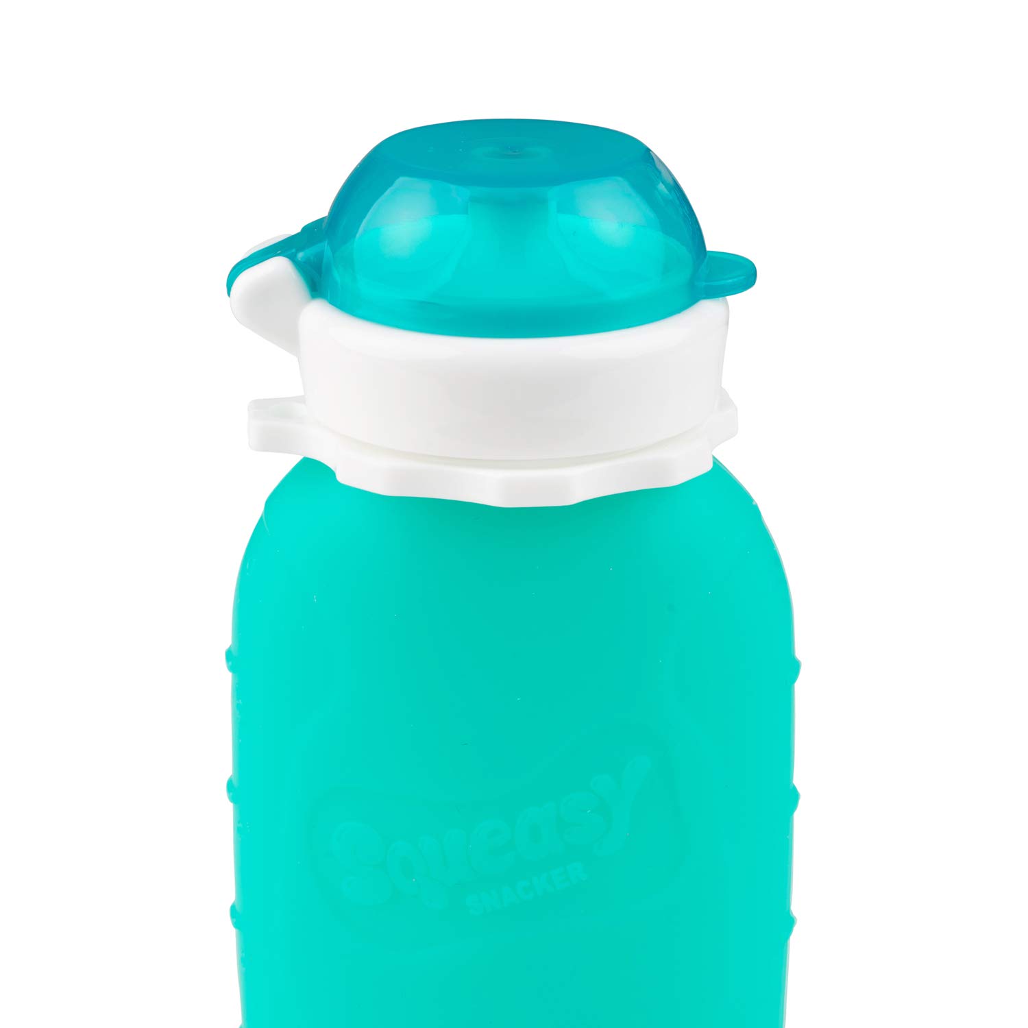 Aqua 6 oz Squeasy Snacker Spill-Proof Silicone Reusable Food Pouch for Soft Foods & Liquids - Perfect for Water, Apple Sauce, Yogurt, Smoothies & Baby Food - Dishwasher Safe - Ideal for On-the-Go Snacking, Travel & Baby Feeding
