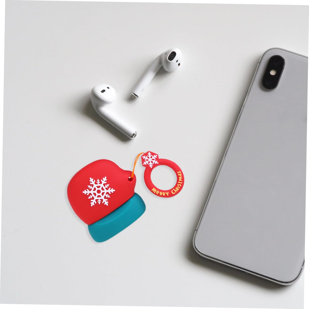 OSALADI 2 Pack Snowflake Pattern Headphone Case - Durable Earphone Protector with Ring Rope for AirPods & Wireless Earbuds - Perfect for Travel, Gym & Daily Use