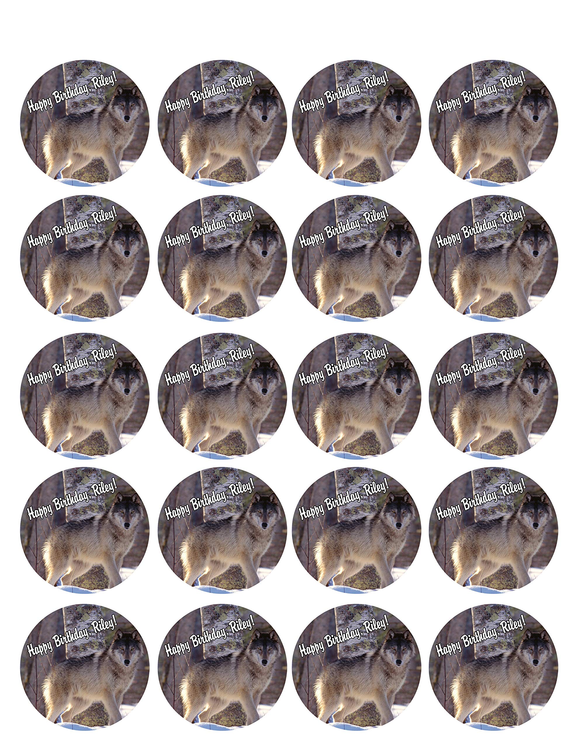 Edible Wolf Cupcake Toppers - 1.8 Inch Decorations (20 Pieces/Sheet) for Birthday Parties, Baby Showers & Themed Desserts