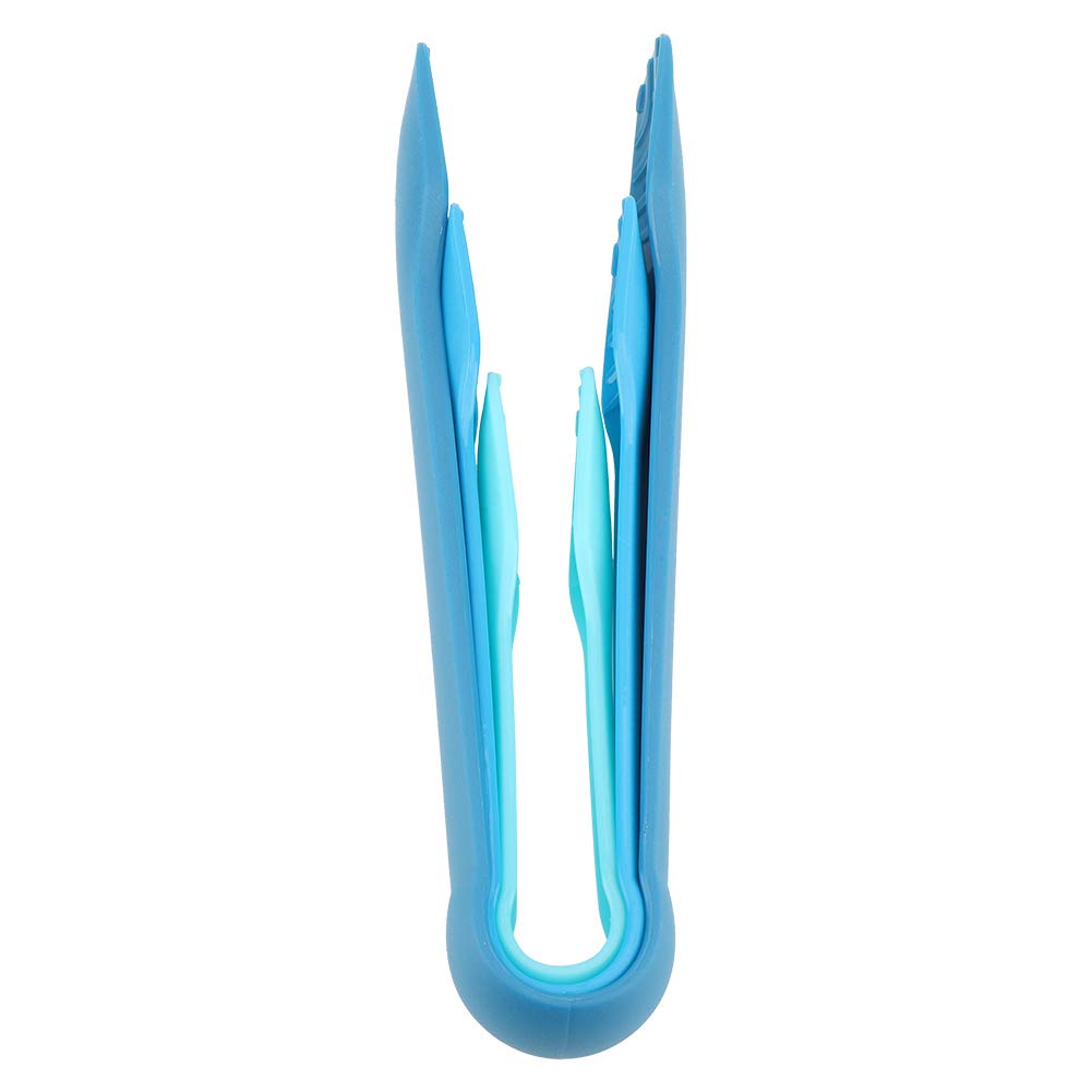 3-Piece Plastic Bread Tongs Set - Multi-Colored Kitchen Cooking Utensils for BBQ, Salad, Baking (Blue) - Perfect for Serving, Grilling & Food Preparation