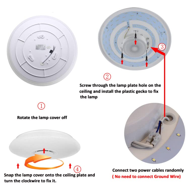 HOREVO 15-inch Smart Ceiling Light with Bluetooth Speaker, Alexa & Google Home Compatible - Modern LED Room Lighting for Bedroom, Living Room, Kitchen | Perfect for Home Entertainment & Ambient Lighting