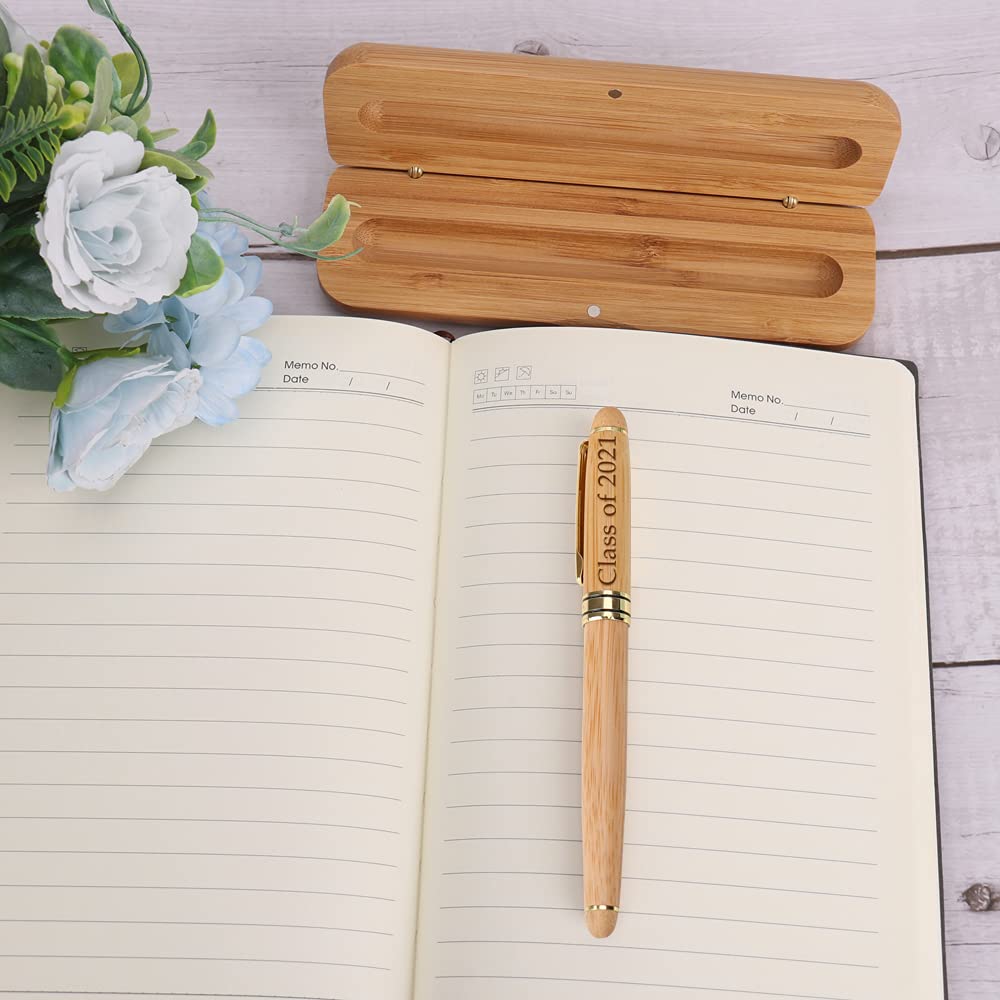 Personalized Custom Engraved Wooden Ballpoint Pen Set with Name - Premium Wooden Gift Box for Men - Free Engraving Service - Perfect for Business Gifts, Graduation Presents & Corporate Events (sty1)