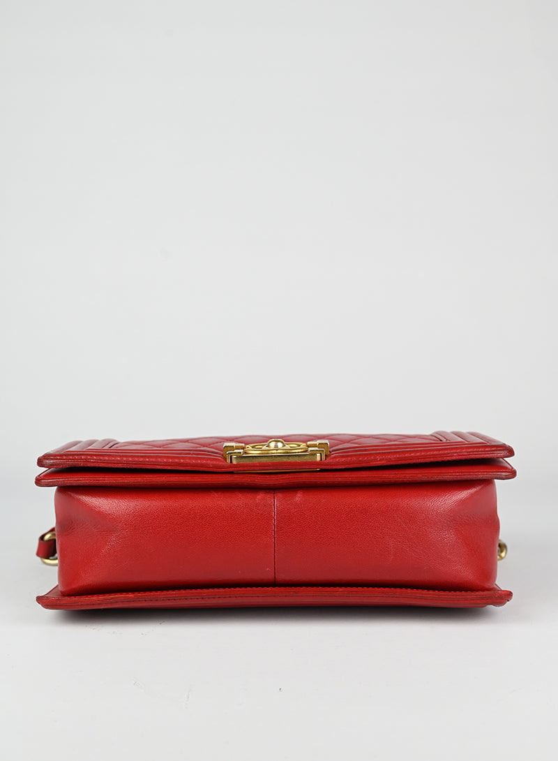 Chanel Boy Bag in Genuine Red Leather - Luxury Handbag for Women, Perfect for Parties, Dates & Special Occasions