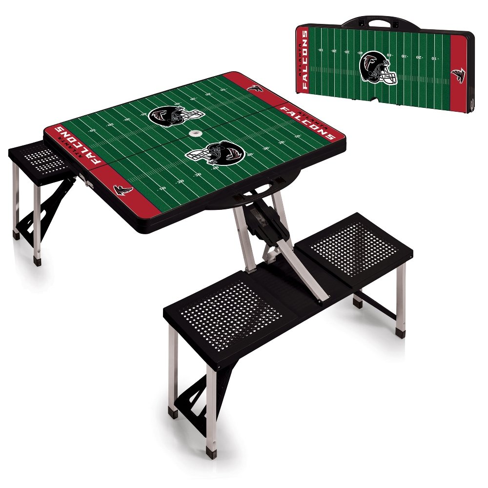 PICNIC TIME NFL Portable Folding Picnic Table with Built-in Seats & Umbrella - Perfect for Tailgating, Camping, Beach & Outdoor Gatherings