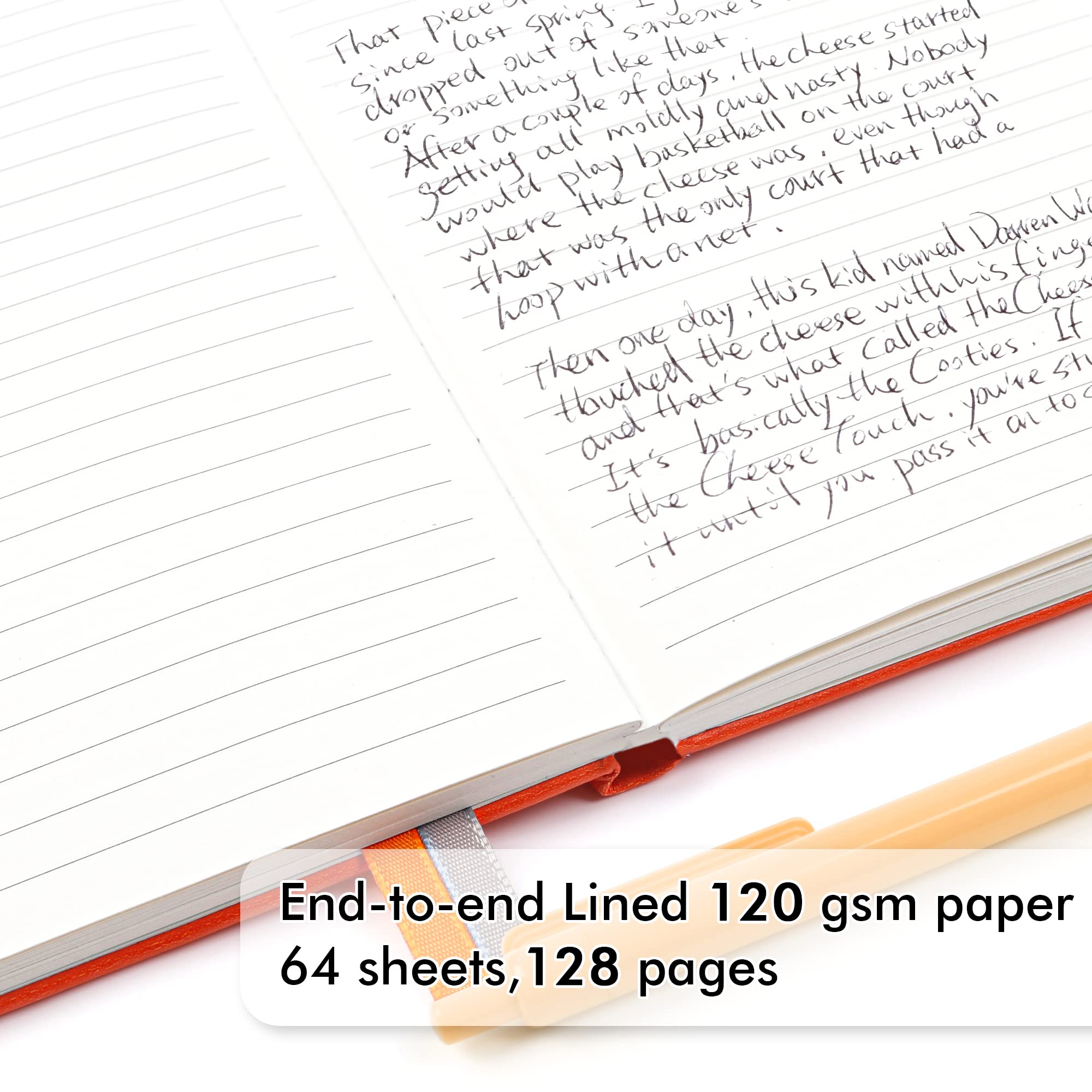 Premium 3-Pack A5 Hardcover Notebooks with 3 Black Pens - Classic Ruled Lined Journals for Work, Business & Note Taking | 120 GSM Thick Paper | 5.1”x8.3” Orange | Includes Pen Holder - Perfect for Office, School & Daily Journaling