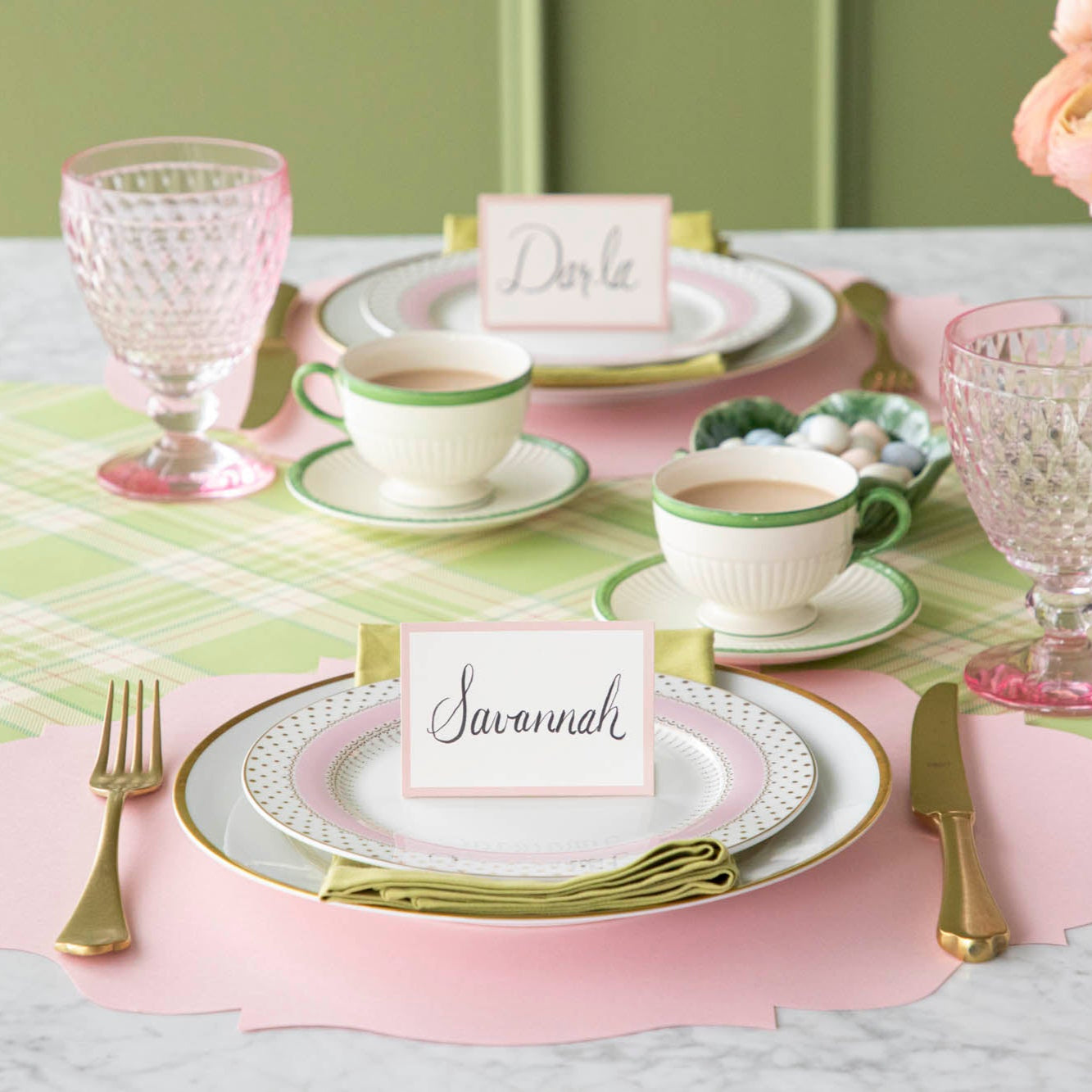 Elegant Pink French Frame Die-Cut Placemat for Dining Table - Perfect for Home Decor, Parties, and Special Occasions
