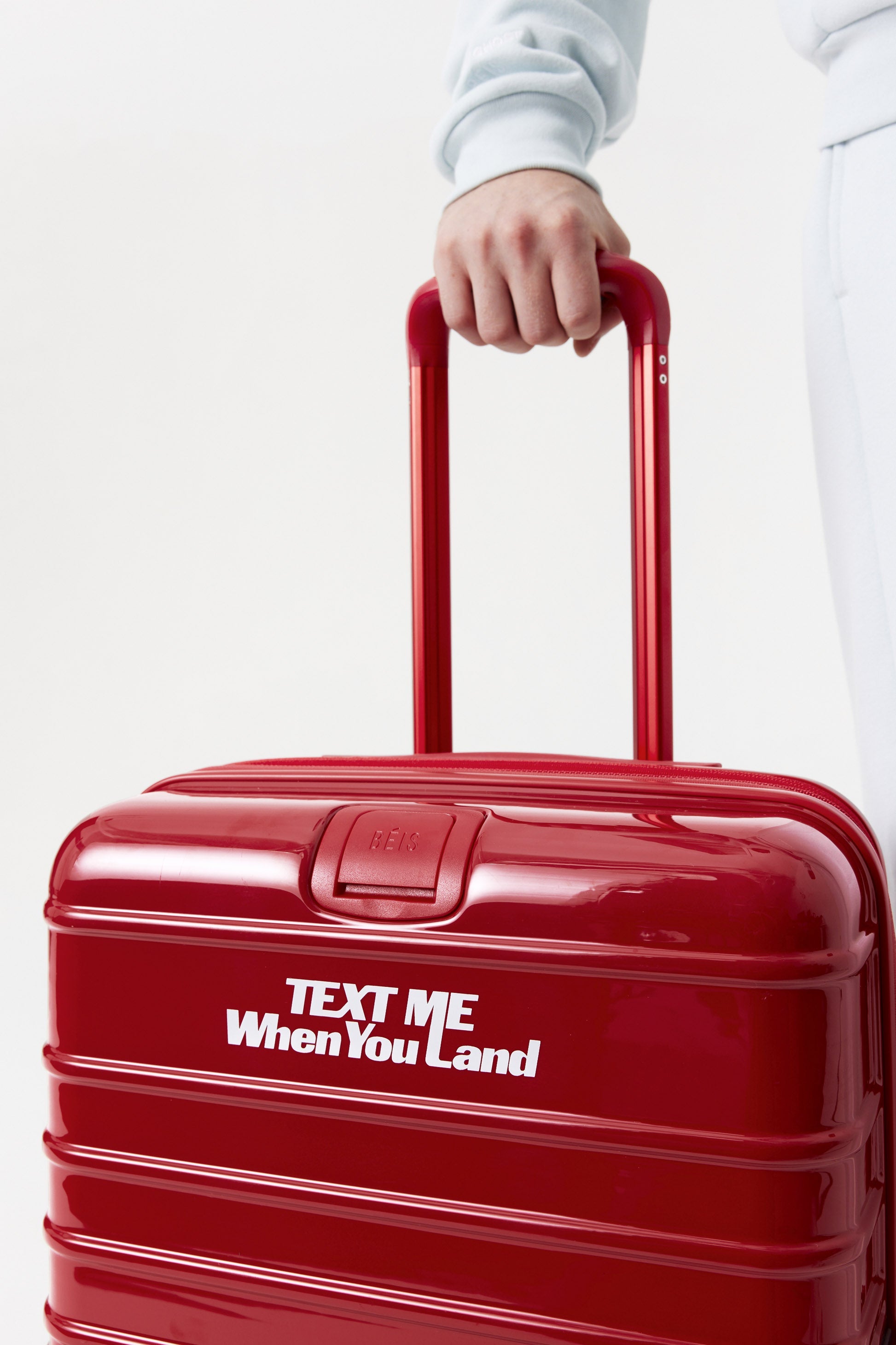 Text Me Red Carry On Roller Luggage - Lightweight & Durable Suitcase for Travel, Business Trips & Weekend Getaways