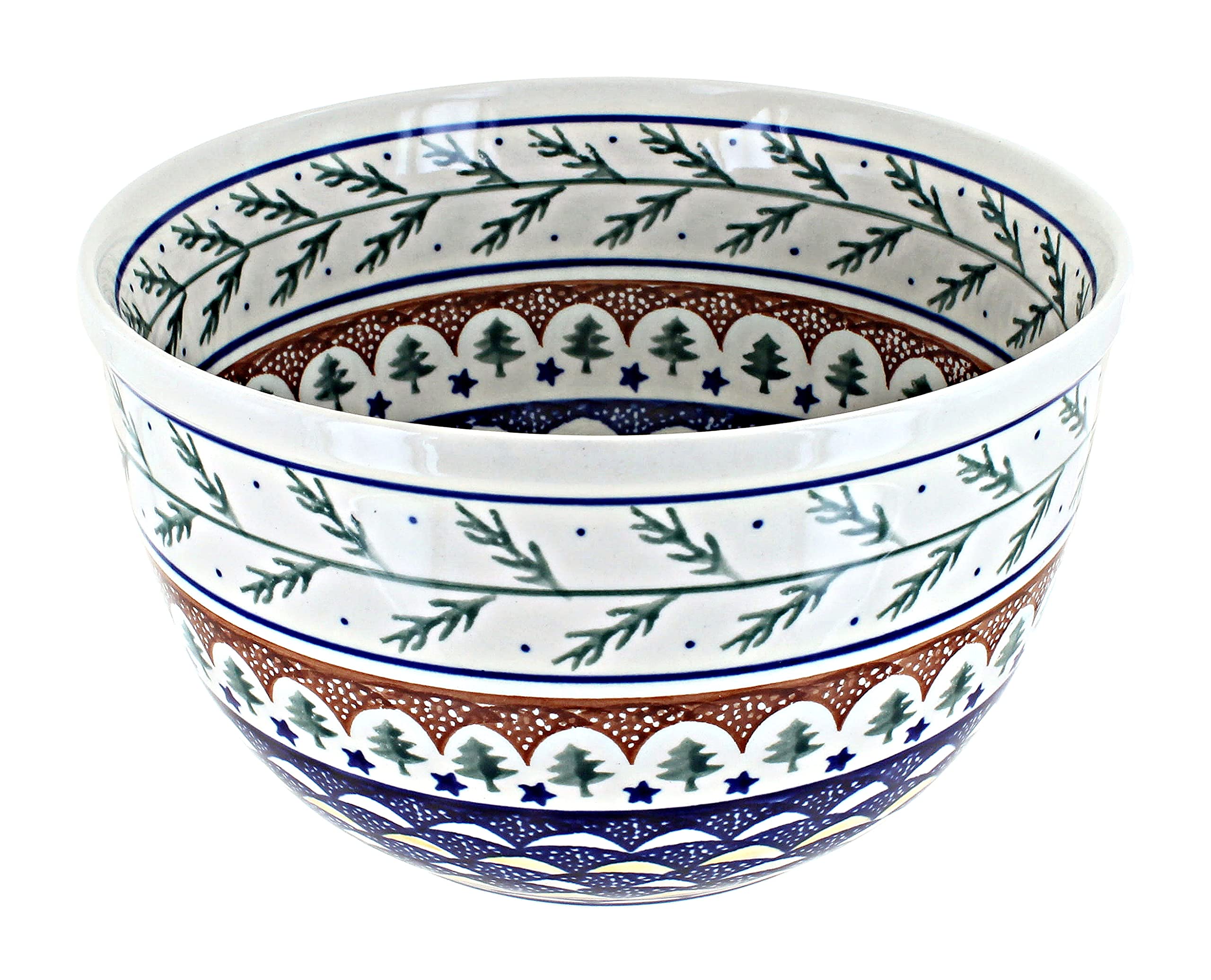 Blue Rose Polish Pottery Mixing Bowl - Handmade Ceramic Bowl for Baking, Mixing & Serving - Perfect for Kitchen, Dining & Holiday Decor