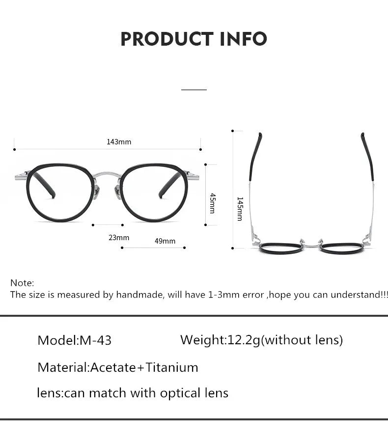 Stylish Aimee Unisex Full Rim Oval Titanium Acetate Eyeglasses Frame 1343 - Lightweight & Durable for Work, Reading & Everyday Wear