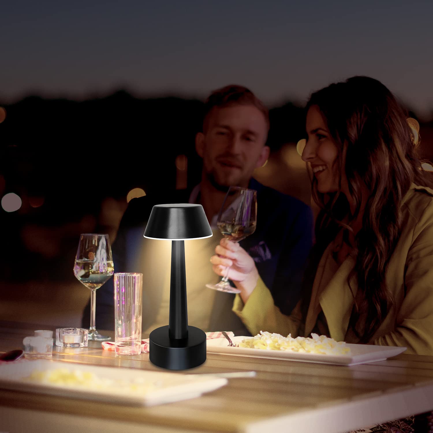 Egobasic Rechargeable Cordless Small Table Lamp - Portable Battery Operated Touch Control 3-Way Dimmable Night Light - Metal Bedside Lamp for Bedroom, Living Room, Office, Hotel & Restaurant Decor (Black) | Perfect for Reading, Relaxing & Ambient Lighting