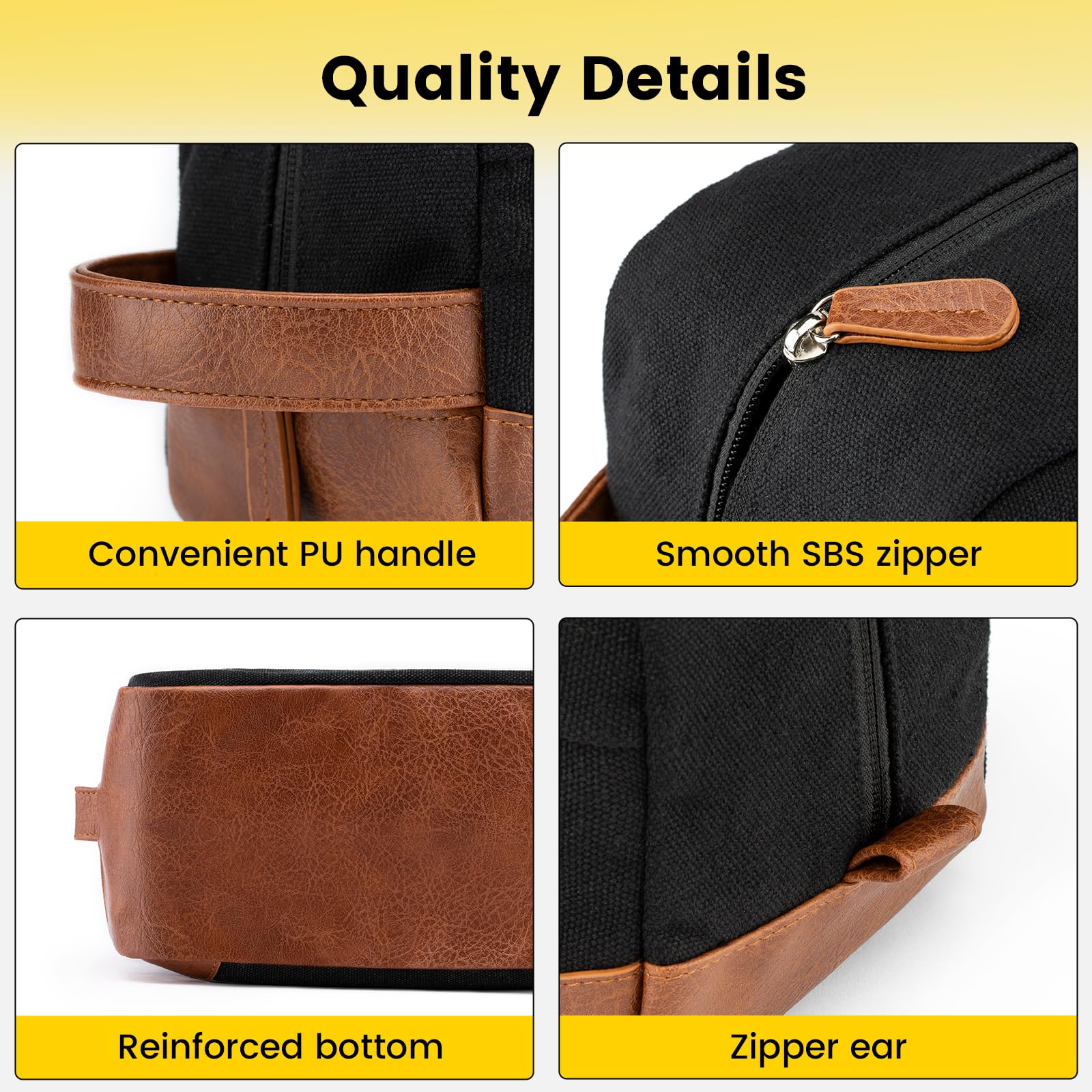 Vorspack Large Waterproof Hanging Toiletry Bag for Men - Travel Shaving Dopp Kit with Spacious Capacity, Durable Canvas Material (Black) - Perfect for Business Trips, Camping & Gym Essentials Organization