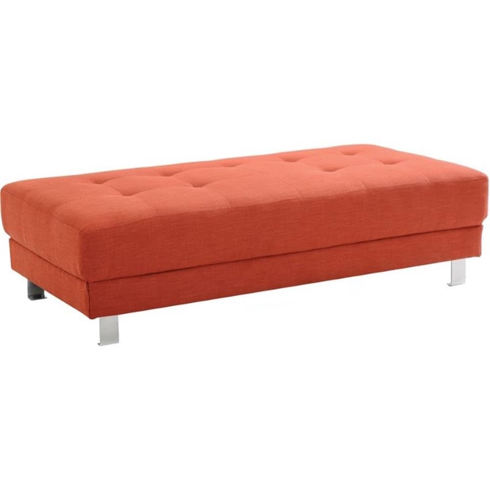 Glory Furniture Riveredge Twill Fabric Milan Ottoman in Orange - Modern Footrest, Accent Chair & Storage Bench for Living Room, Bedroom & Office