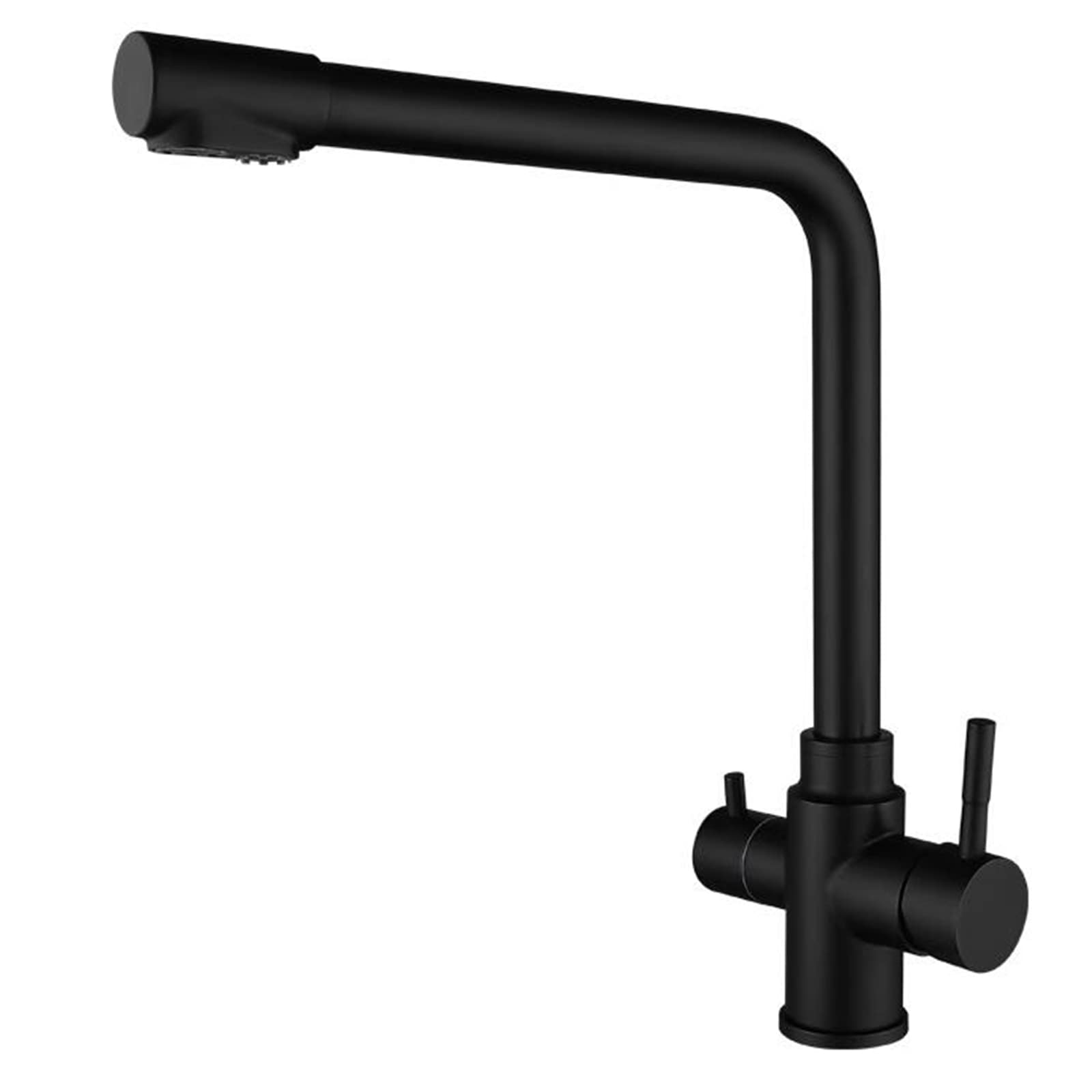 3-Way Black Stainless Steel Kitchen Faucet with Hot & Cold Water Swivel Spout - Water Filter Faucet for Modern Sinks - Perfect for Cooking, Washing Dishes & Filling Pots