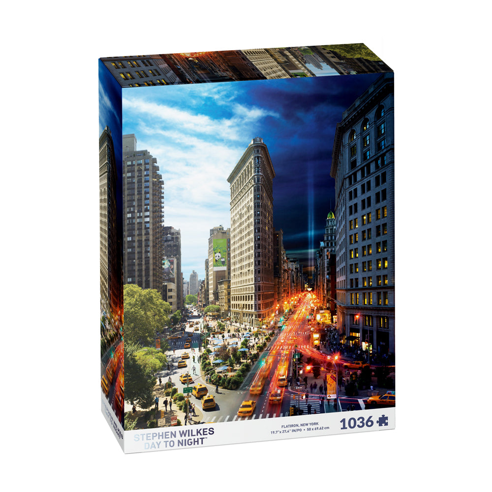 4D Cityscape Stephen Wilkes Day to Night Flatiron Puzzle - 1036 Piece Jigsaw Puzzle for Adults, New York City Skyline Art, Perfect for Home Decor & Puzzle Enthusiasts - Great Gift for Christmas & Birthday