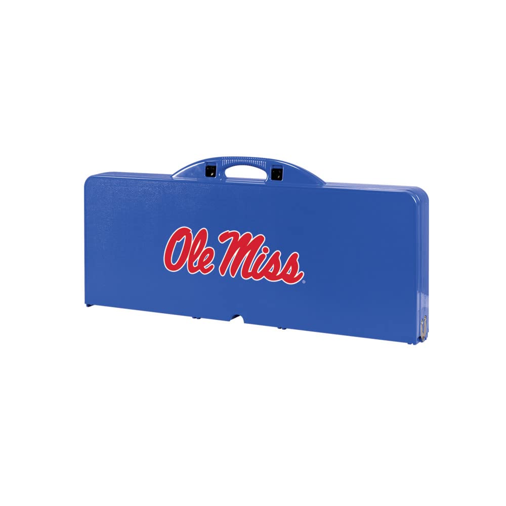 PICNIC TIME NCAA Ole Miss Rebels Folding Picnic Table - Portable Camping Table with Umbrella Hole - Outdoor Dining Table for Tailgating, Beach & Backyard (Royal Blue)