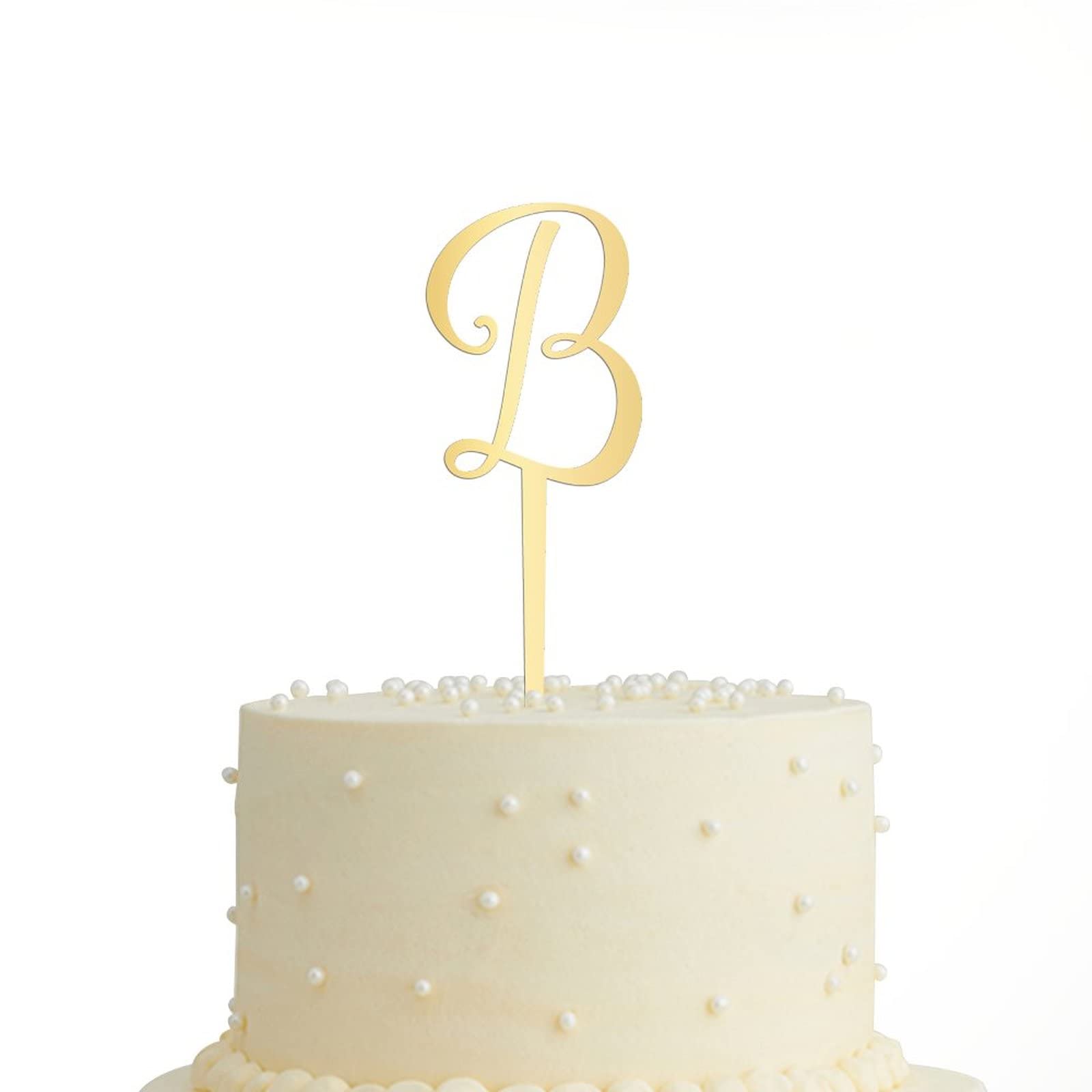 Gold Glitter Letter B Cake Topper - Personalized Acrylic Birthday & Wedding Cake Decoration - Rustic Party Supplies for Birthdays, Weddings & Special Celebrations