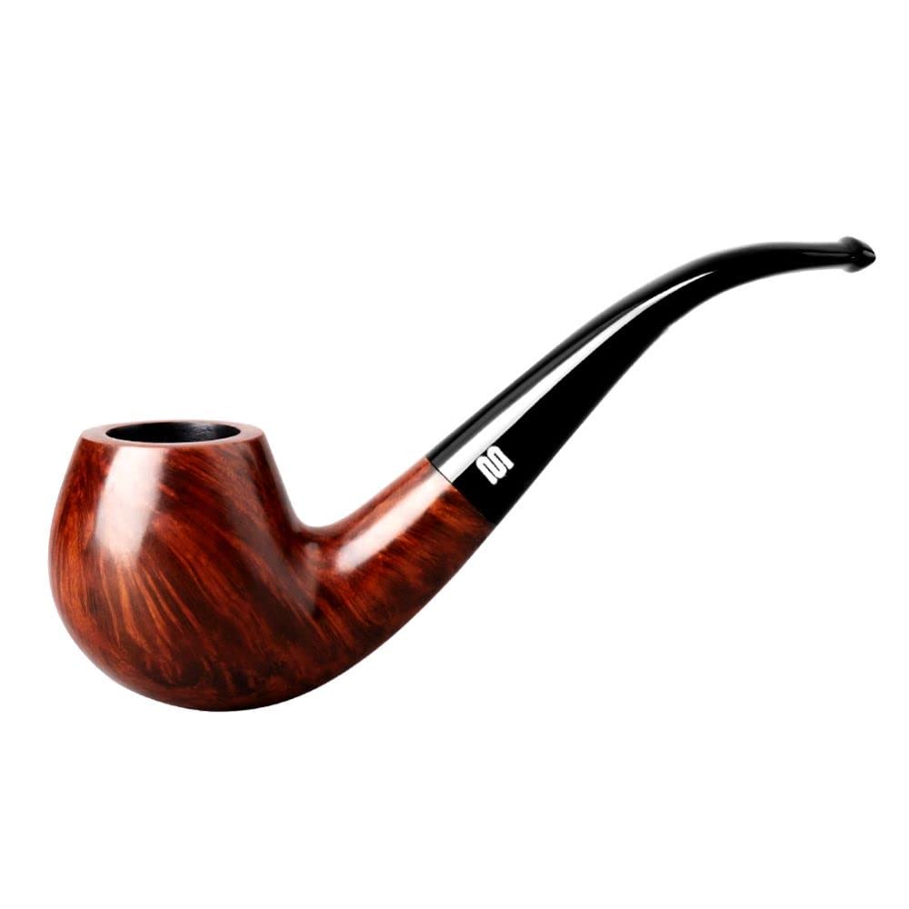 Handmade Mediterranean Briar Tobacco Pipe with 9mm Active Carbon Filter - Full Bent Bruyere Design & Pipe Accessories Included (WMAA0008S) | Perfect for Relaxing Moments & Collector's Display