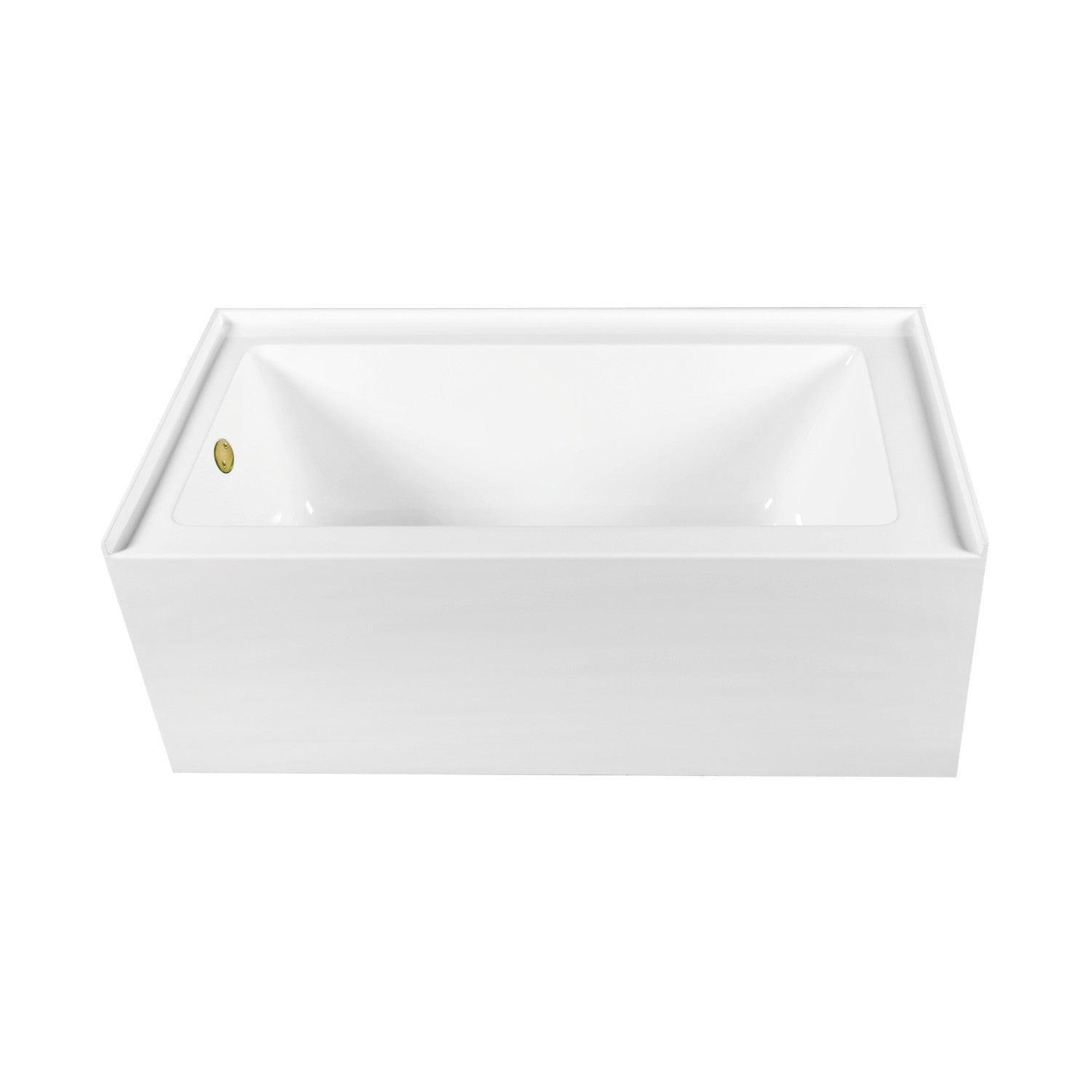 Aqua Eden 66 Inch Acrylic Rectangular 3-Wall Alcove Bathtub Combo with Waste & Overflow Drain - Left Hand Drain, Glossy White/Polished Brass - Perfect for Modern Bathroom Renovations & Spa-Like Retreats