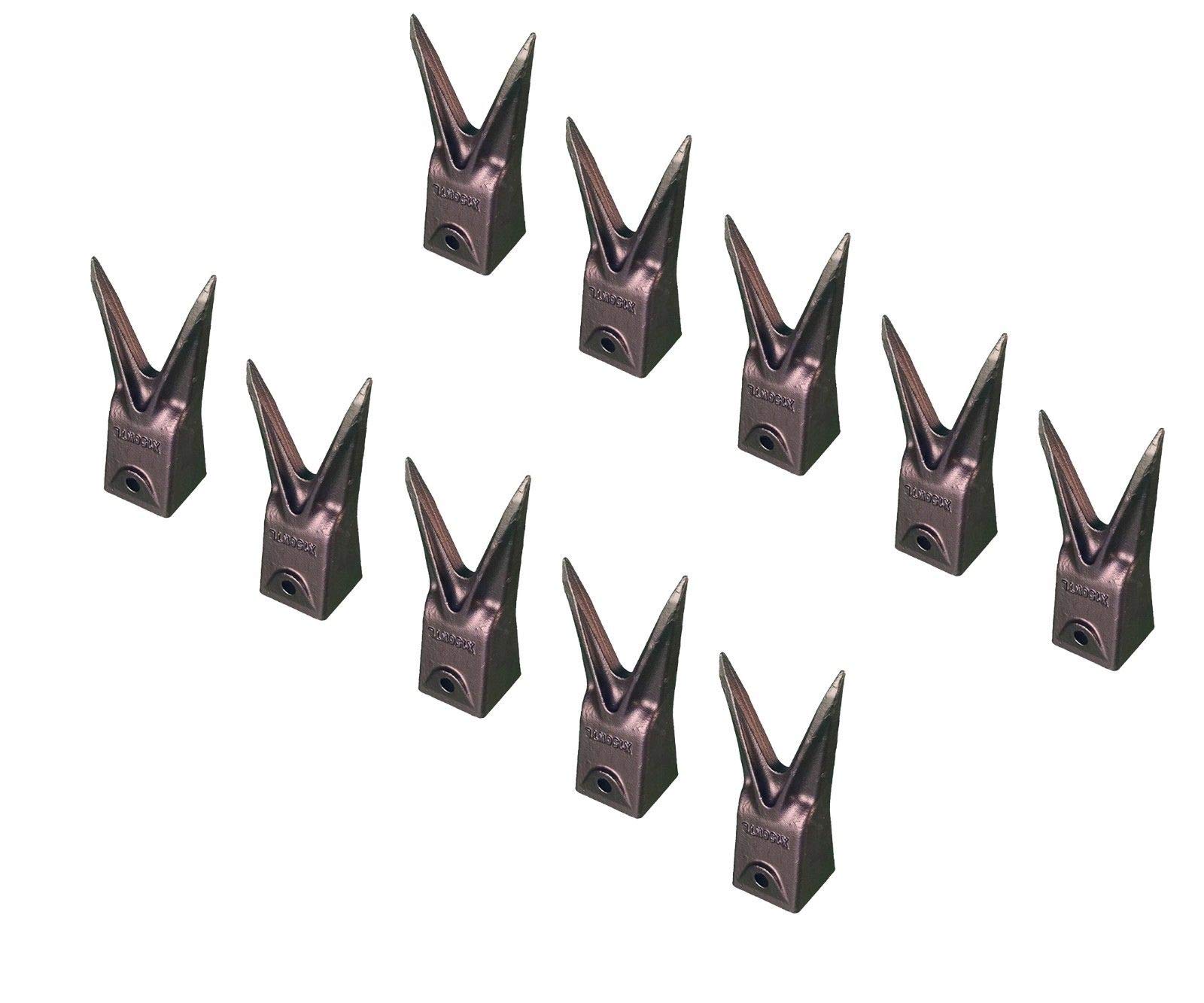 10-Pack Hensley Style Twin Tiger Bucket Rock Teeth X156WTL - Heavy Duty Excavator Bucket Teeth for Mining, Trenching & Construction - Compatible with CAT, Komatsu, Hitachi Excavators
