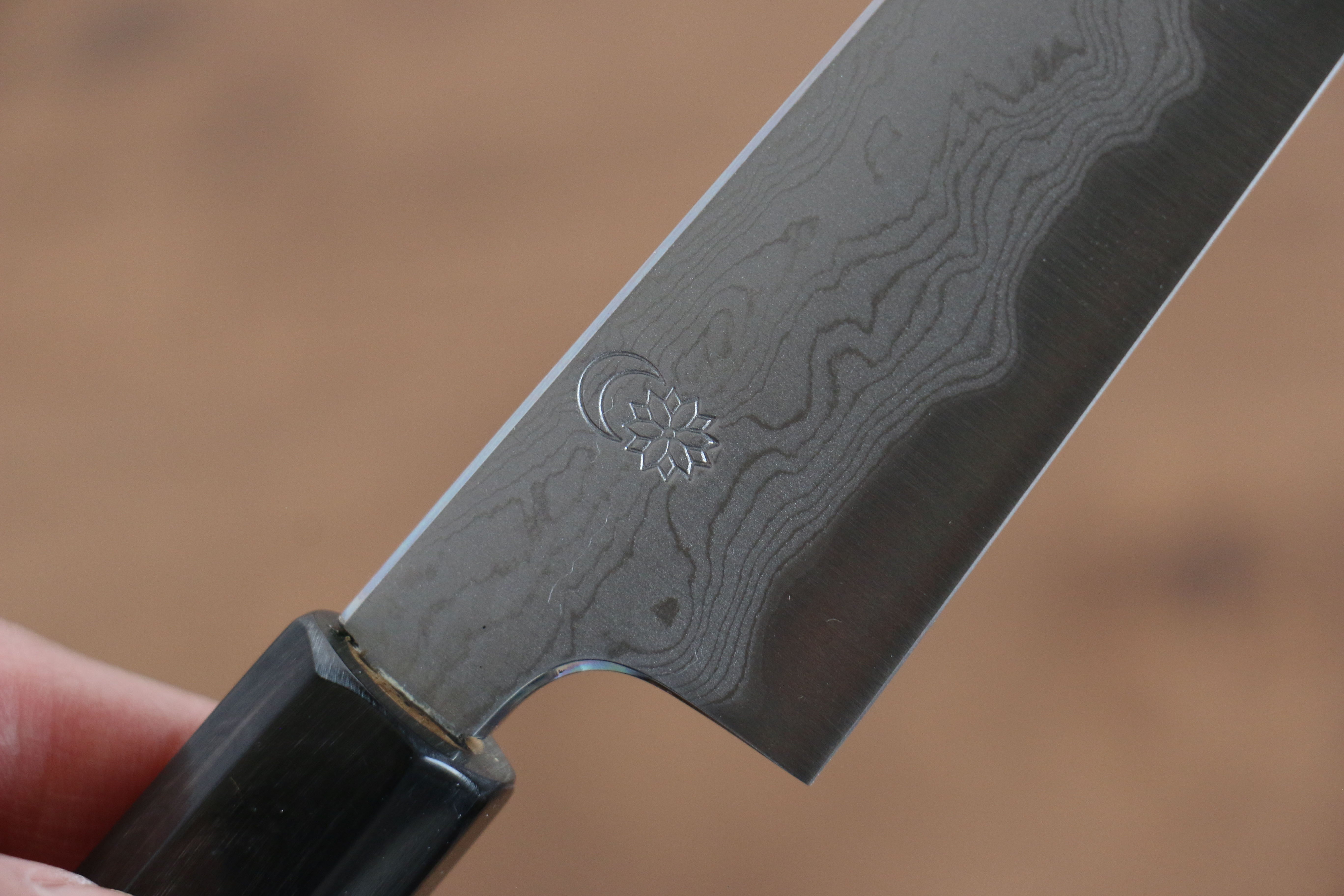 Premium Kikuzuki Blue Steel No.1 Damascus Kiritsuke Petty Knife 135mm with Magnolia Wood Handle - Perfect for Sushi, Vegetables & Precision Kitchen Tasks