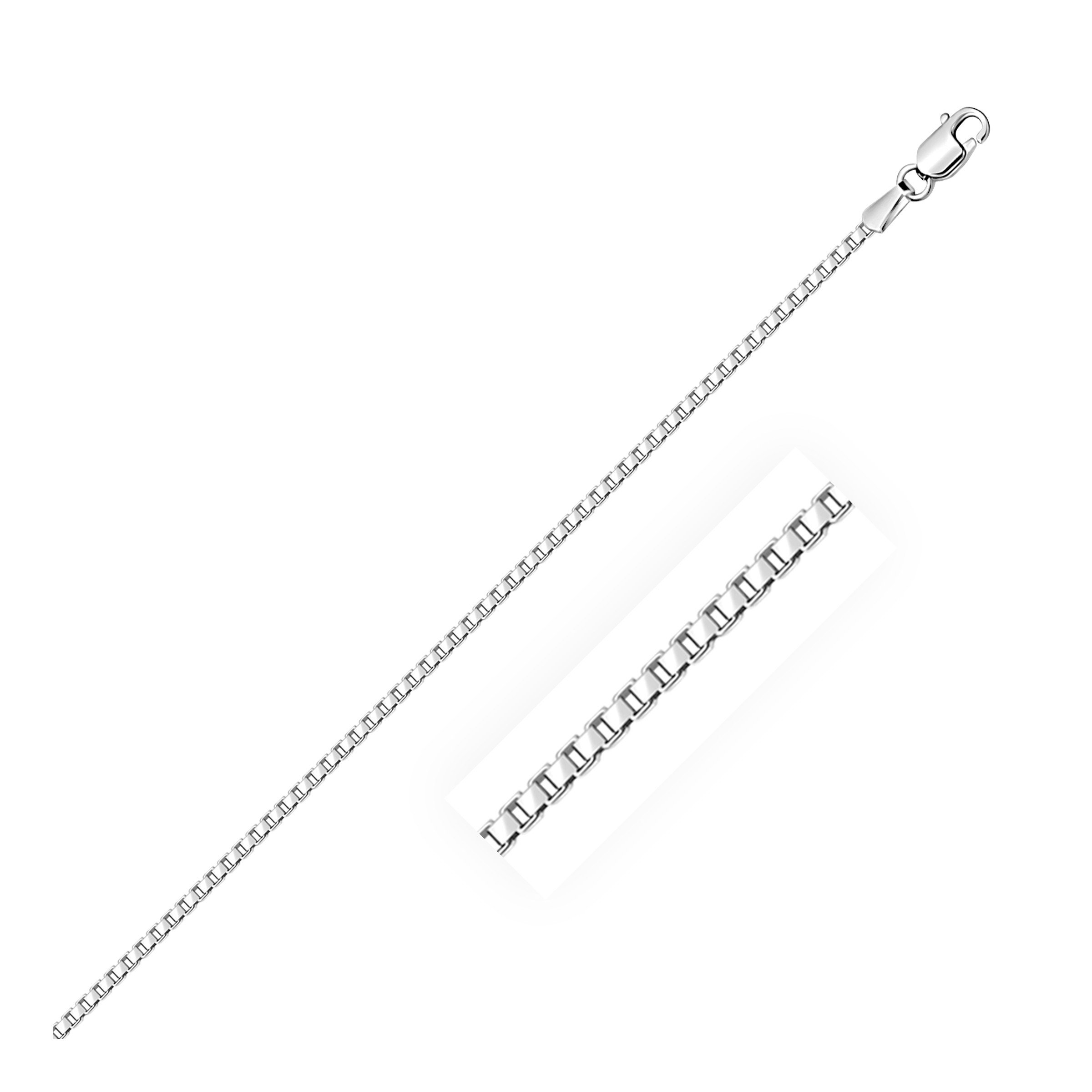 1.8mm Sterling Silver Rhodium Plated Box Chain Necklace for Women - Dainty Fine Jewelry Gift for Birthday, Anniversary & Everyday Wear