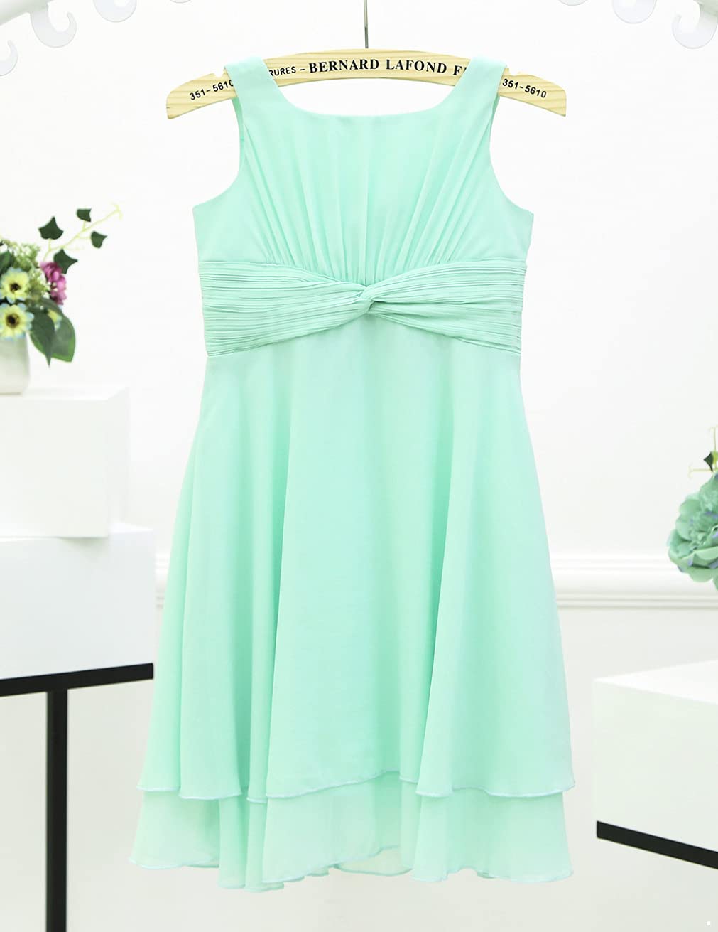 Girls Sleeveless Chiffon Flower Dress - Double Layer Pleated Bridesmaid Dress for Wedding, Party & Prom - Perfect for Flower Girls, Pageants & Special Occasions