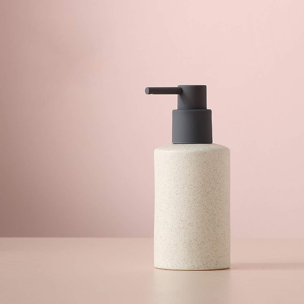 Ceramic Soap Dispenser 240ml - Rustproof Pump, Beige Bathroom Countertop Hand Soap Dispenser for Kitchen & Bathroom Decor | Home Accessories, Lotion Container with Elegant Design
