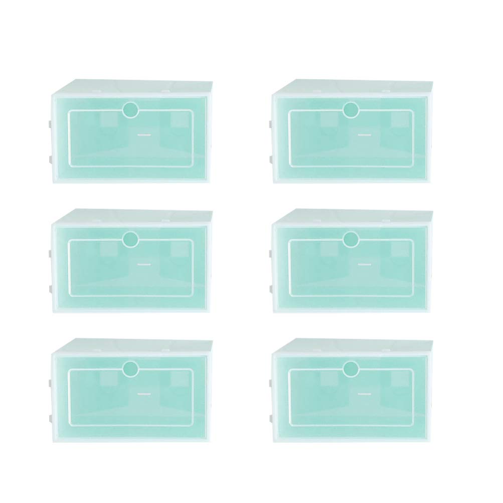 Foldable Clamshell Shoe Organizer - 6-Pack Sneaker Storage Box | Stackable Shoe Shelf for Closet, Entryway & Dorm Room | Space-Saving Shoe Container for Men & Women