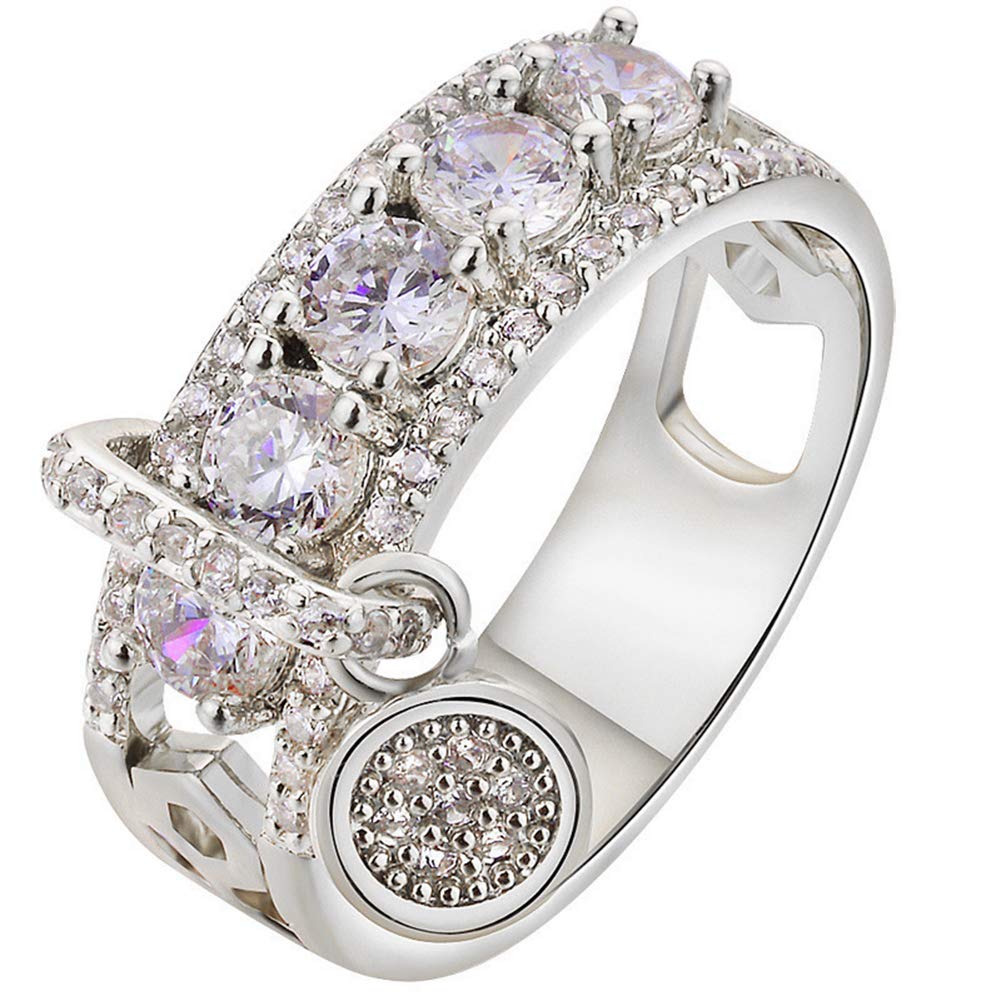 Elegant Glitter Rhinestone Silver Ring for Women - Size US 6 | Wedding, Engagement, Anniversary Jewelry Gift | Perfect for Parties, Date Nights & Special Occasions