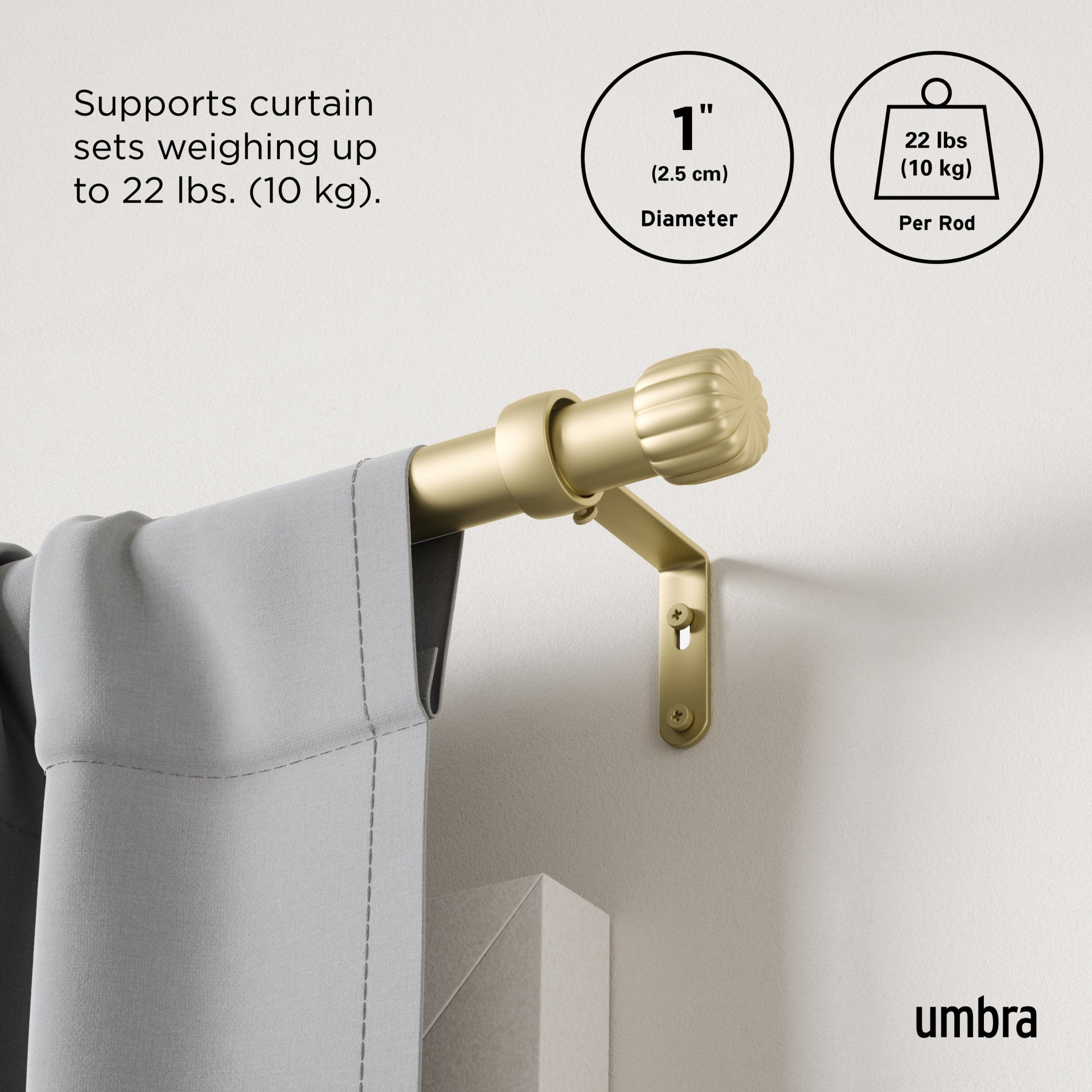 Cleo Curtain Rod - Adjustable Heavy Duty Drapery Rod for Windows, Black Metal Curtain Rod with Brackets - Perfect for Living Room, Bedroom & Home Decor