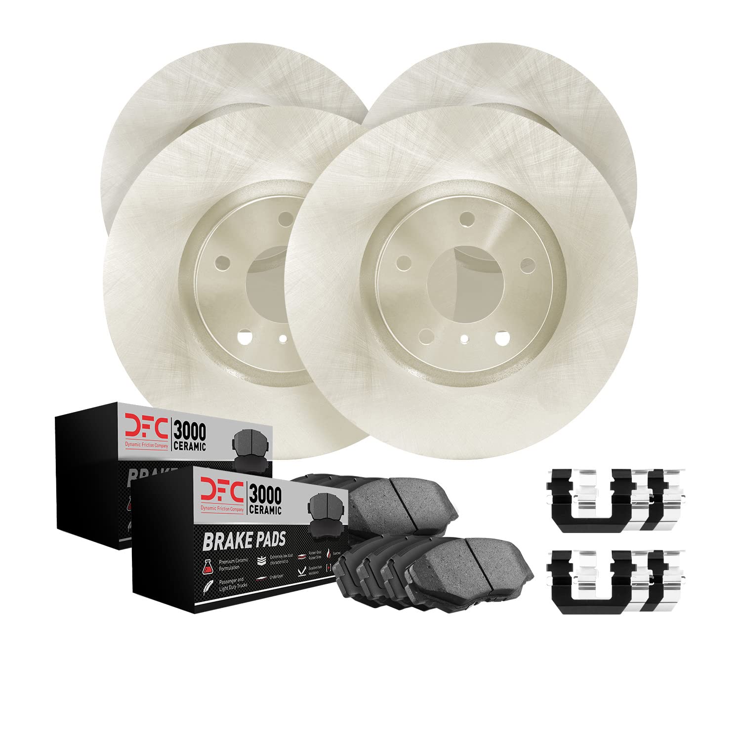 Dynamic Friction Company Premium Ceramic Front & Rear Brake Pads and Rotors Kit - Complete Brake System Replacement for Smooth & Quiet Performance - Perfect for Daily Commuting, Highway Driving & Heavy-Duty Vehicles