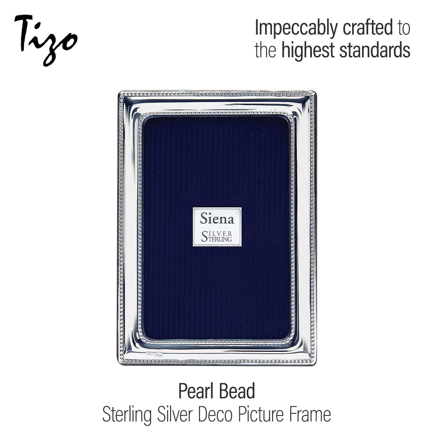 8x10 Pearl Bead Sterling Silver Photo Frame - Premium 925 Silver Decorative Picture Frame for Wedding, Anniversary & Home Décor | Siena Collection
