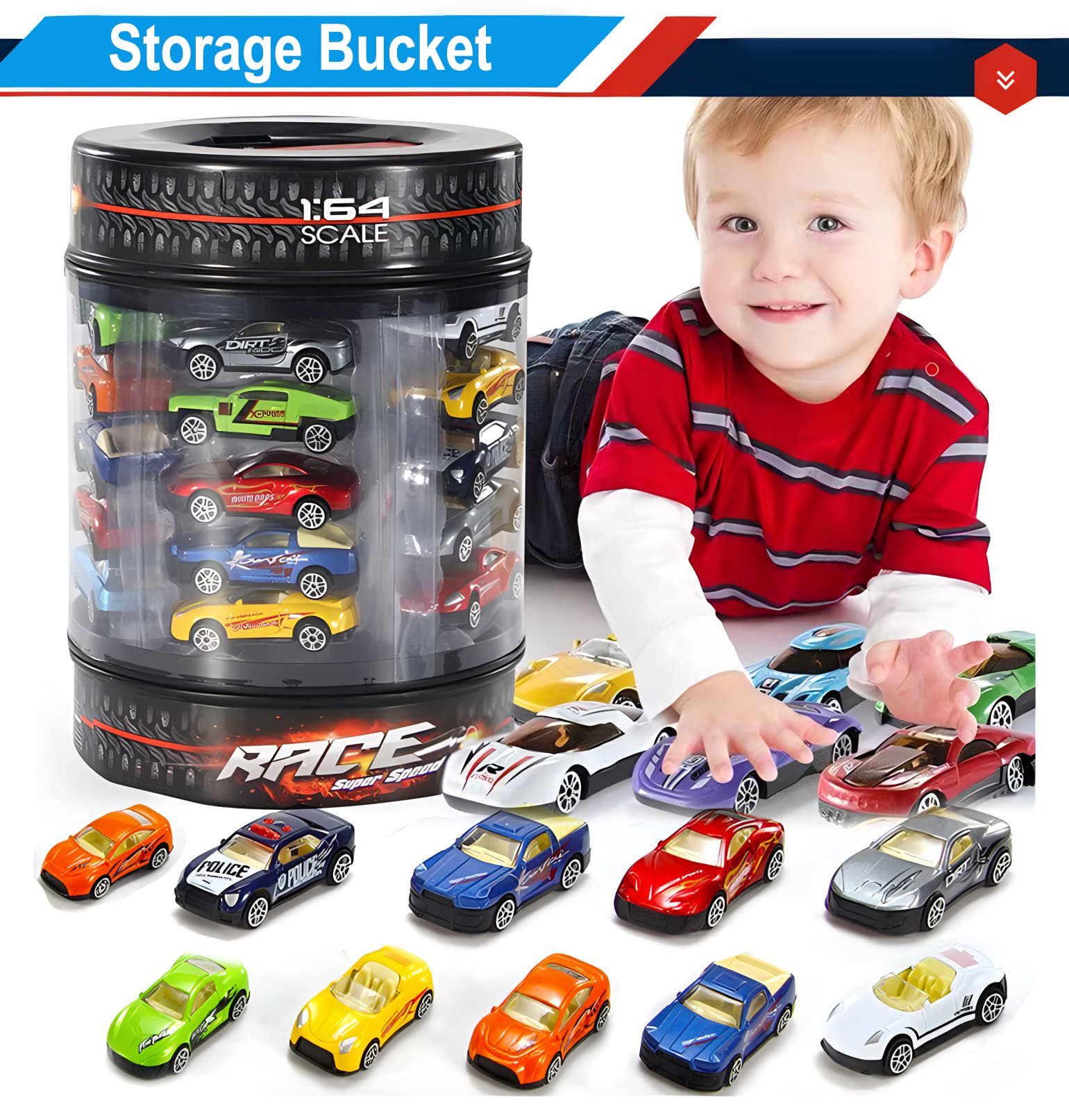 25-Piece 1:64 Scale Diecast Metal Alloy Car Toy Set with Storage Tub - Miniature Vehicle Collection for Kids & Collectors | Perfect for Playtime, Birthday Gifts & Display