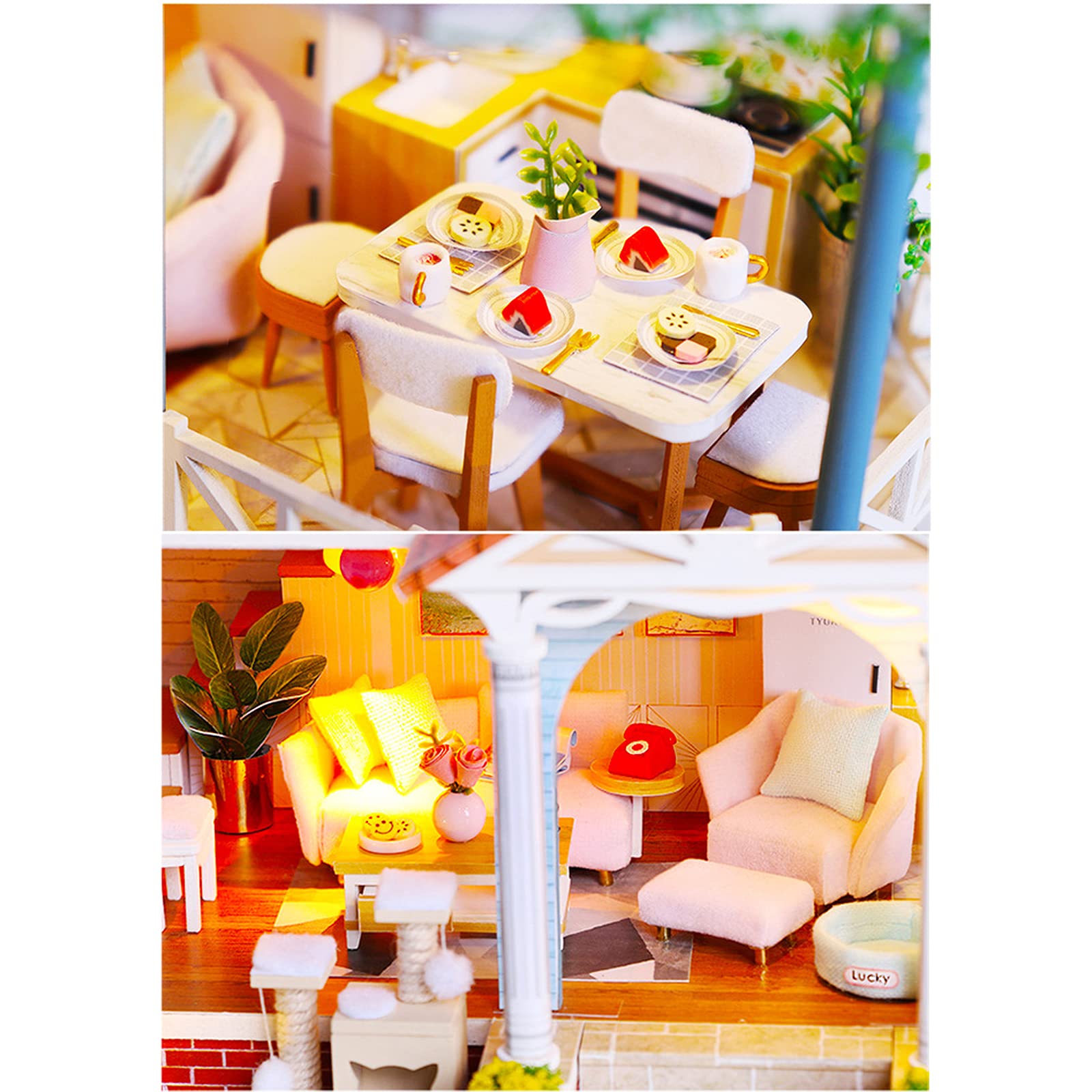 DIY Miniature Wooden Dollhouse Kit - Christmas Birthday Gift for Kids, Assembly Puzzle Toy with Dust Proof Cover - Perfect for Home Decor, Playtime & Creative Learning