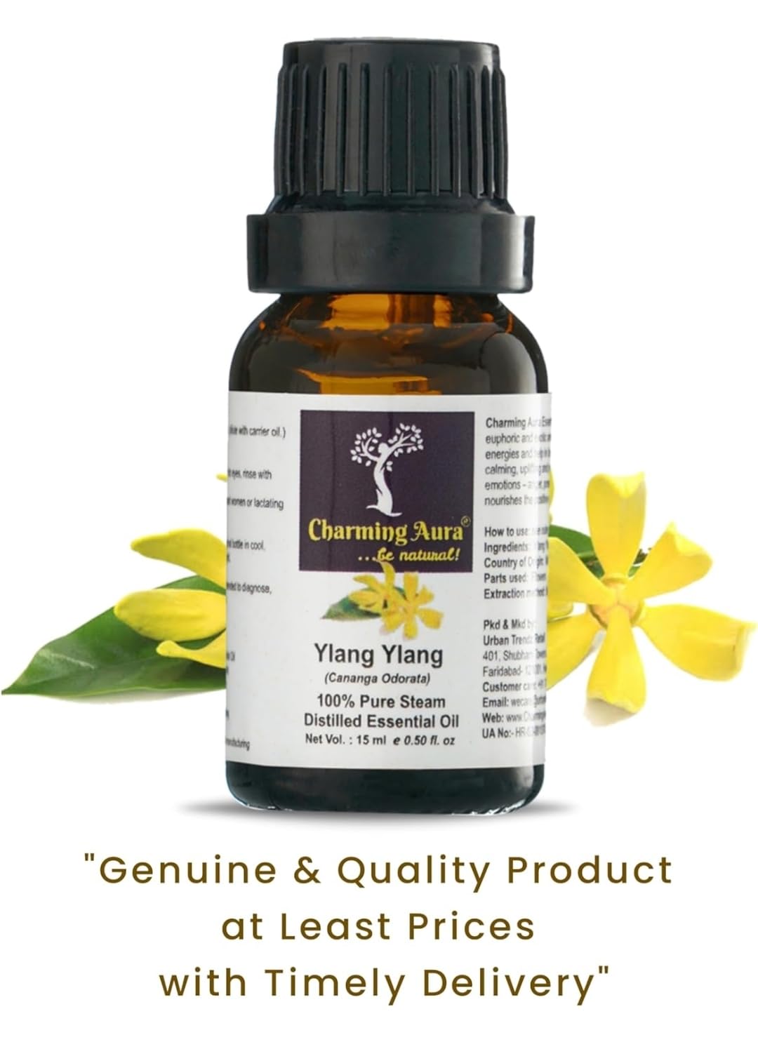 Ylang Ylang Essential Oil 100% Pure & Natural - Therapeutic Grade for Skin Care, Hair Growth, Immunity Boost, Face & Body - Aromatherapy Diffuser, Massage, Relaxation (15ml)