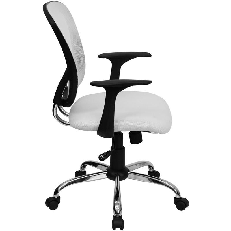FLASH Alfred Mid Back Black Mesh Swivel Task Office Chair with Chrome Base and Arms - Ergonomic Desk Chair for Home Office, Computer Work & Gaming