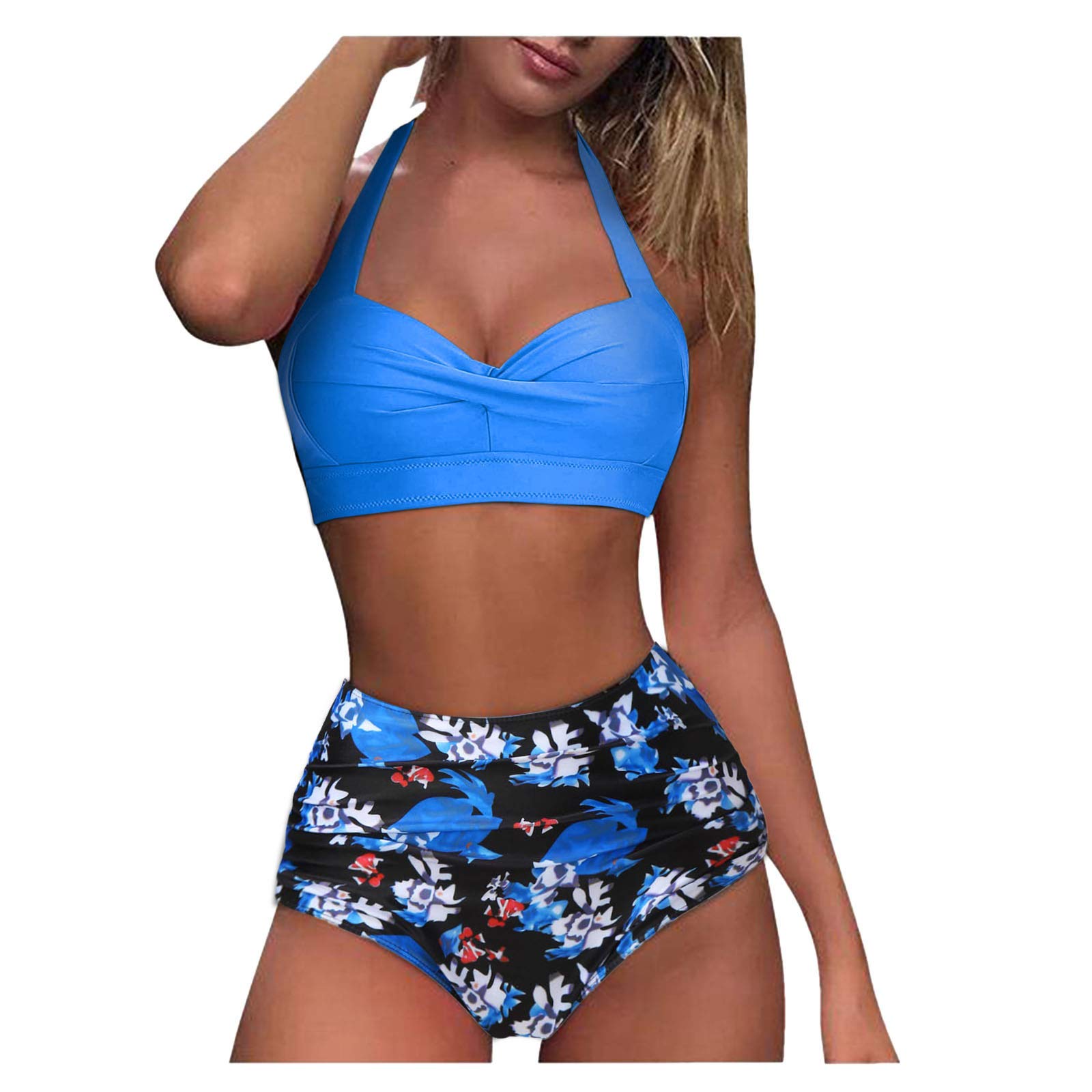 **Angxiwan Women's Push Up Two Piece Swimsuits - Tummy Control Bikini Set with High Waist Bottom for Beach, Pool & Vacation**