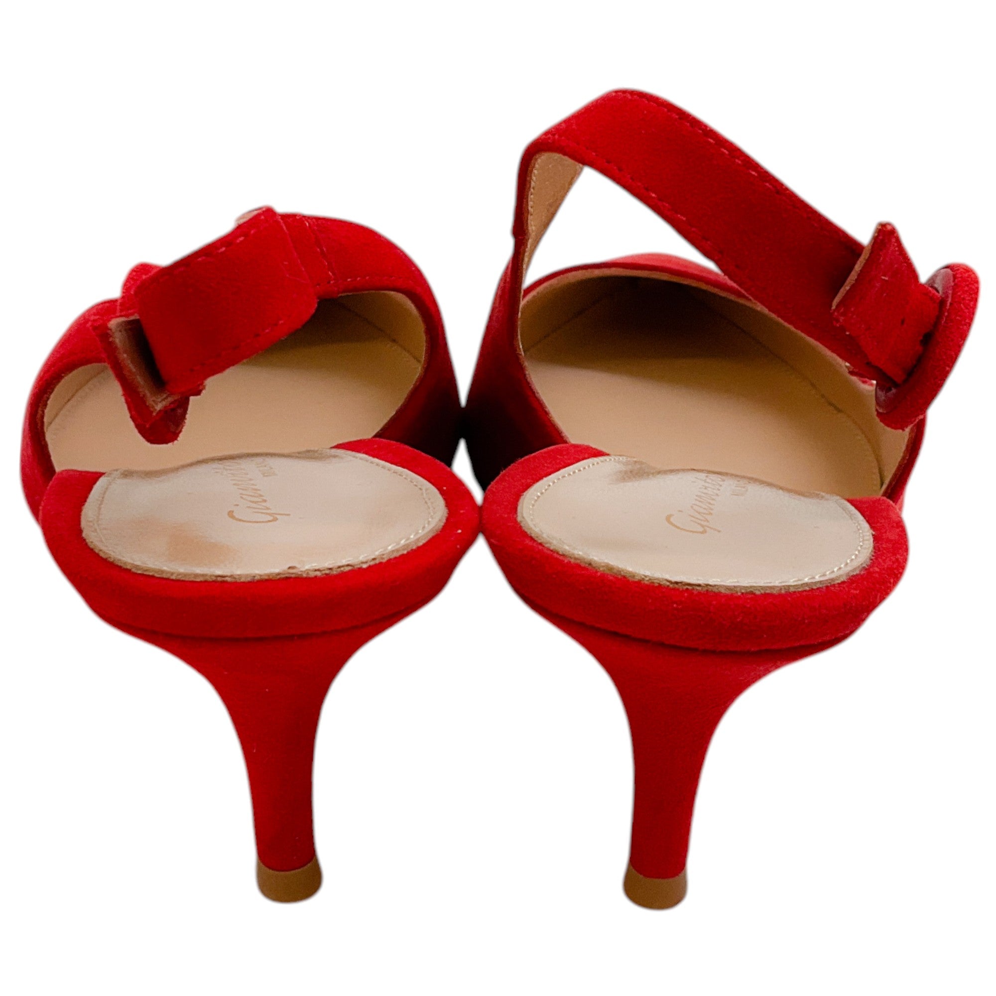 Gianvito Rossi Tabasco Red Suede Anna Slingback Pumps - Women's Luxury High Heels for Party, Wedding & Evening Events | Elegant Dress Shoes for Special Occasions