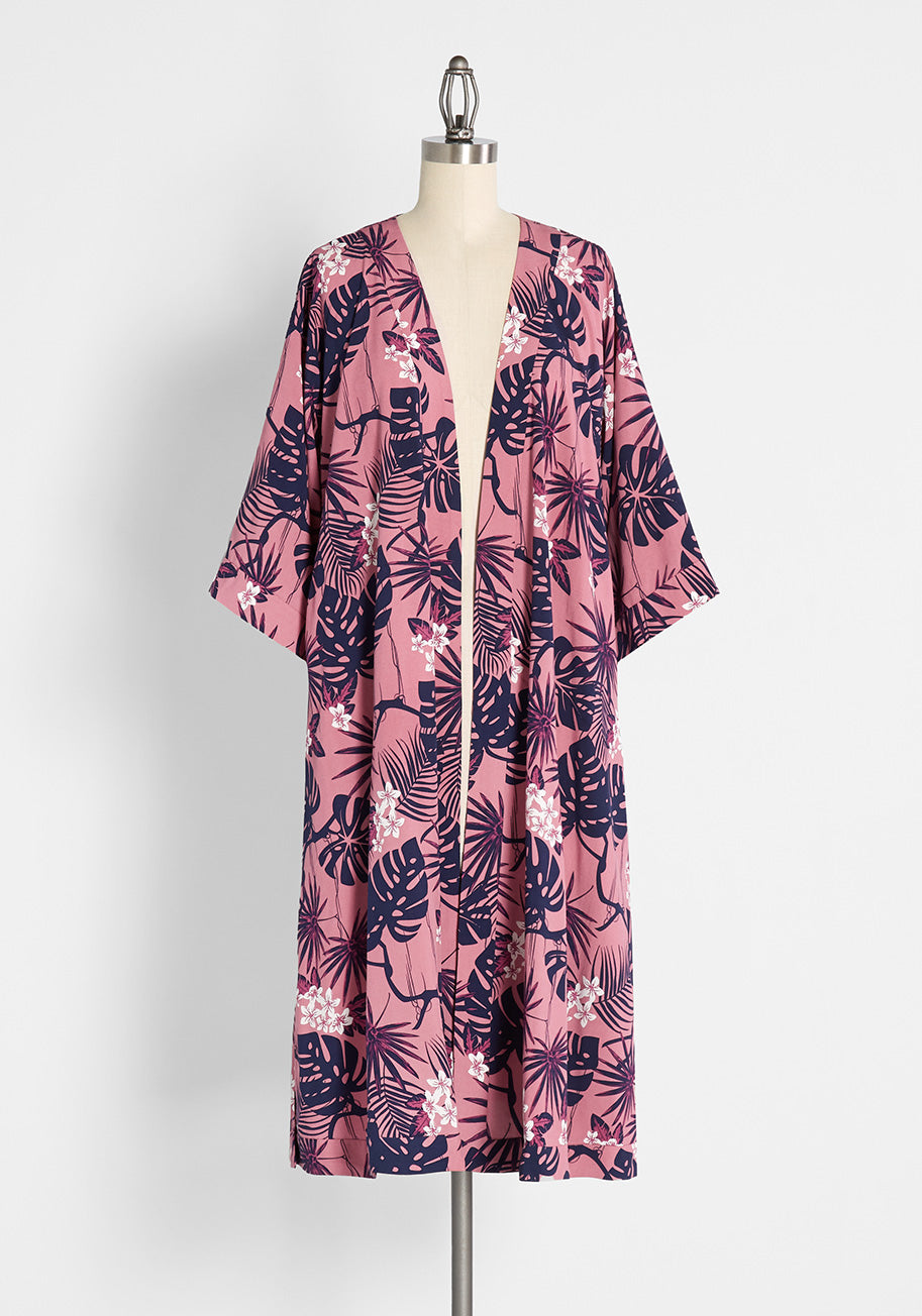 ModCloth x Collectif Tropical Kimono Cover-Up - Lightweight Beach Poolside Coverup for Women - Perfect for Vacation, Swimwear Cover, Summer Outfits