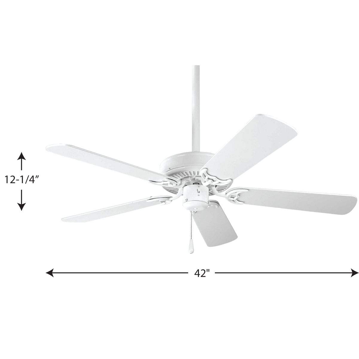Progress Lighting P2500-30 AirPro 42-Inch White Ceiling Fan with Remote Control - Energy Efficient Indoor Cooling for Living Room, Bedroom & Office