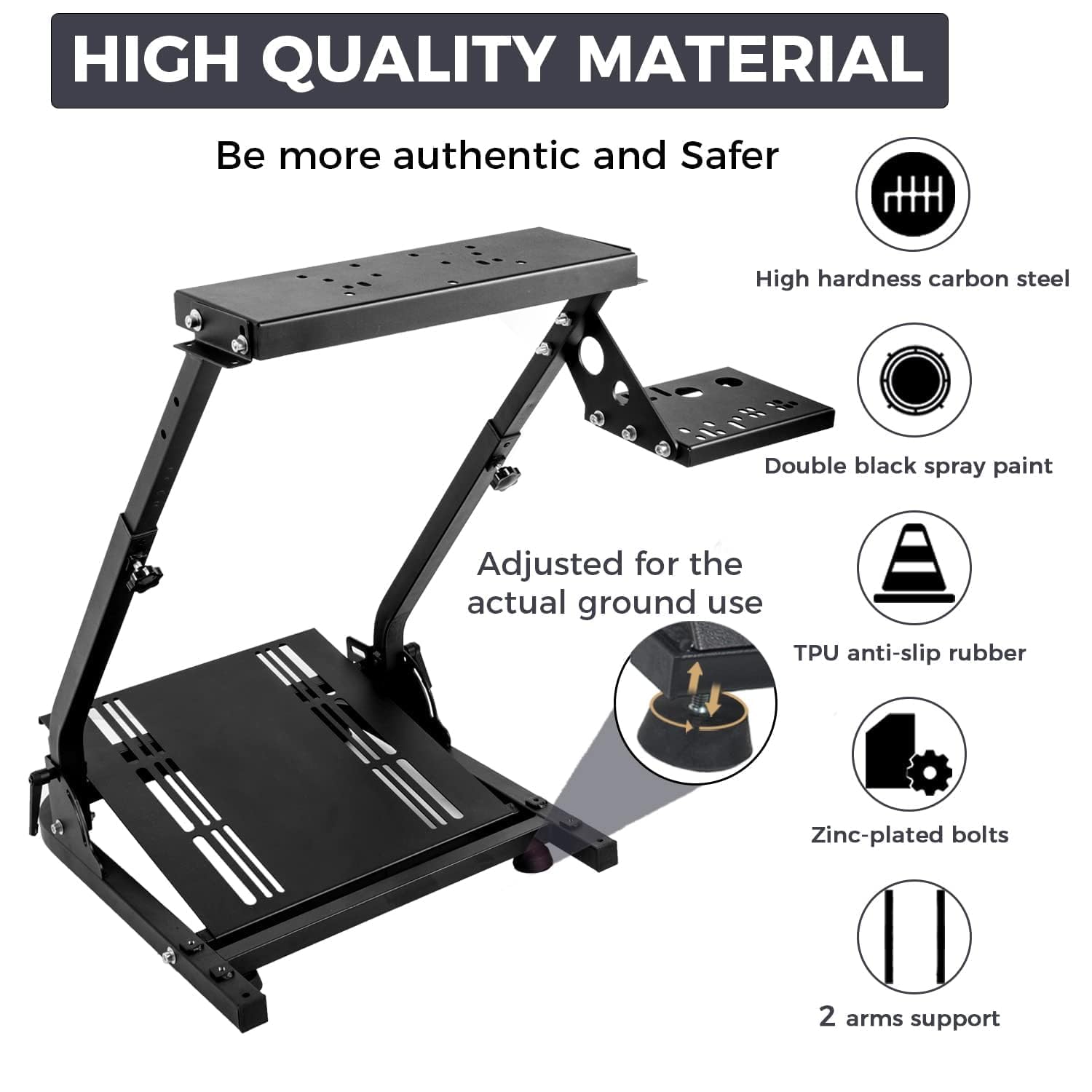 Hottoby Racing Steering Wheel Stand Foldable with Shift Lever - Compatible with Logitech G25 G27 G29 G920 G923, Thrustmaster T150 T248 T300 - Multi-Level Adjustable, Easy Storage & Installation - Perfect for Sim Racing Cockpit Setup (No Wheel & Pedal Included) - Ideal for Gaming, Racing Simulators & Home Entertainment