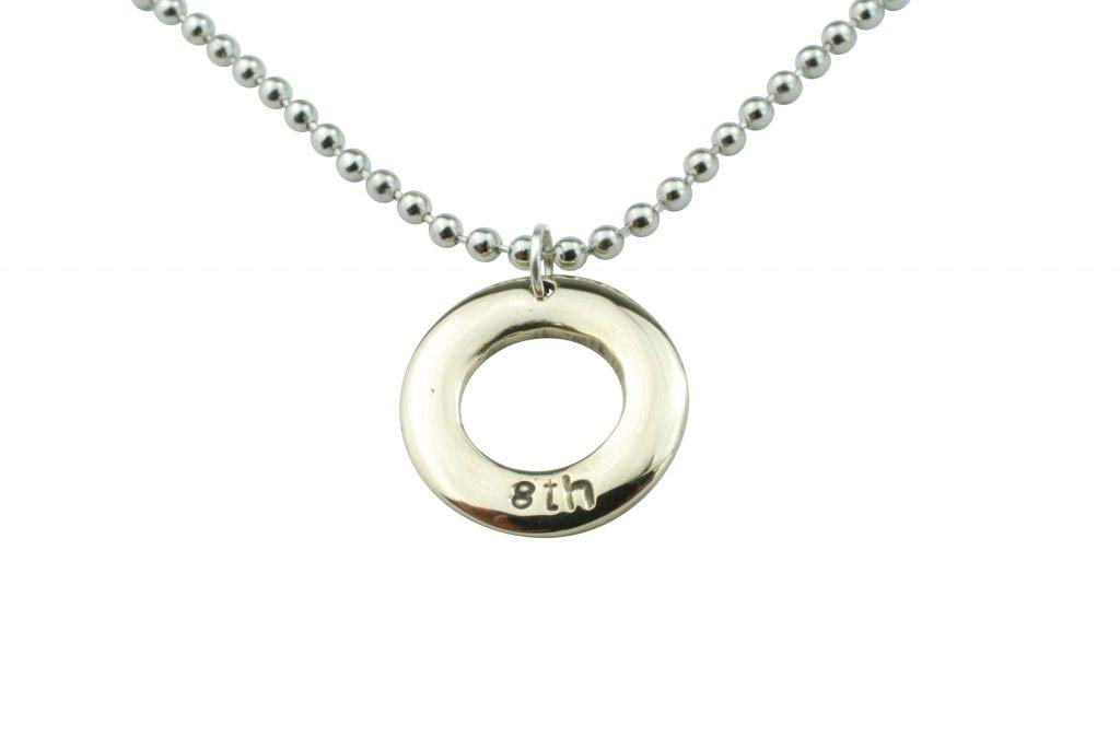 8th Anniversary Gifts for Men - Personalized Stamped Ring Pendant with 