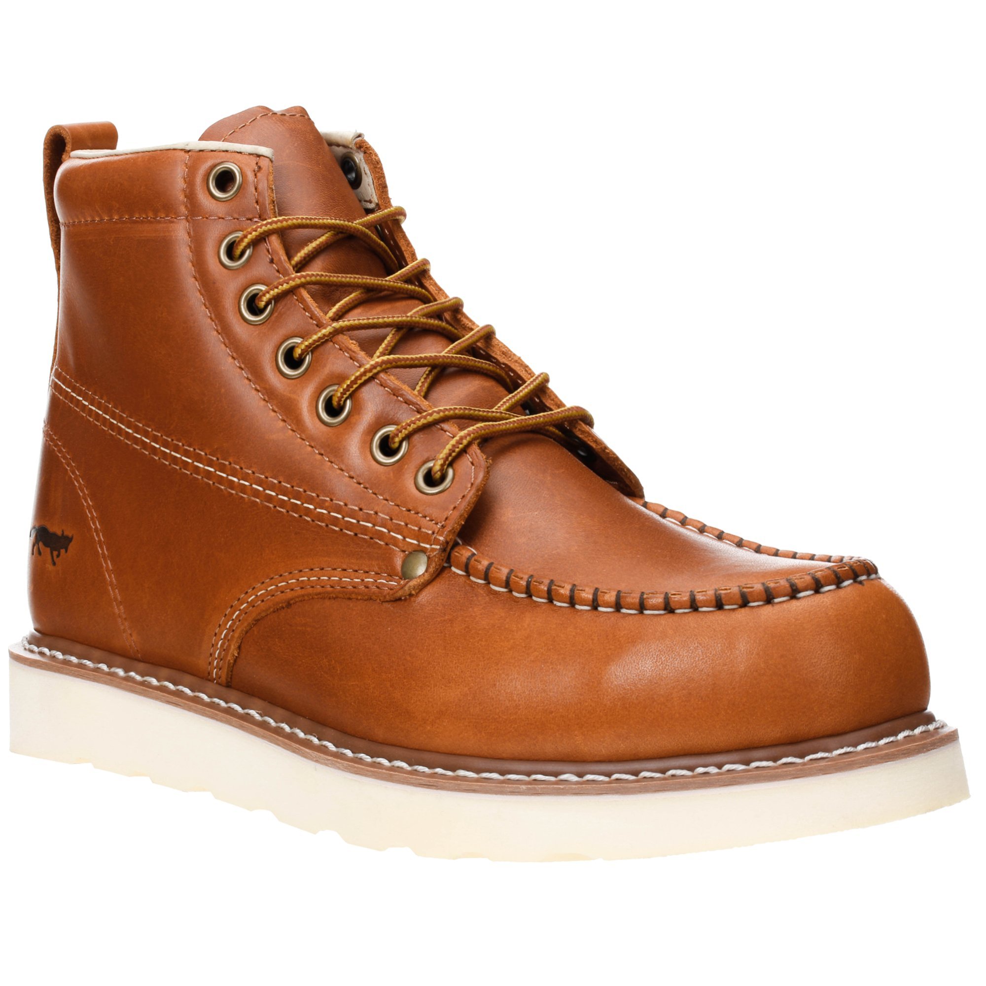 Golden Fox 6 Inch Men's Moc Toe Work Boots - Comfortable Construction Wedge Sole Safety Shoes for Outdoor Work & Heavy Duty Jobs