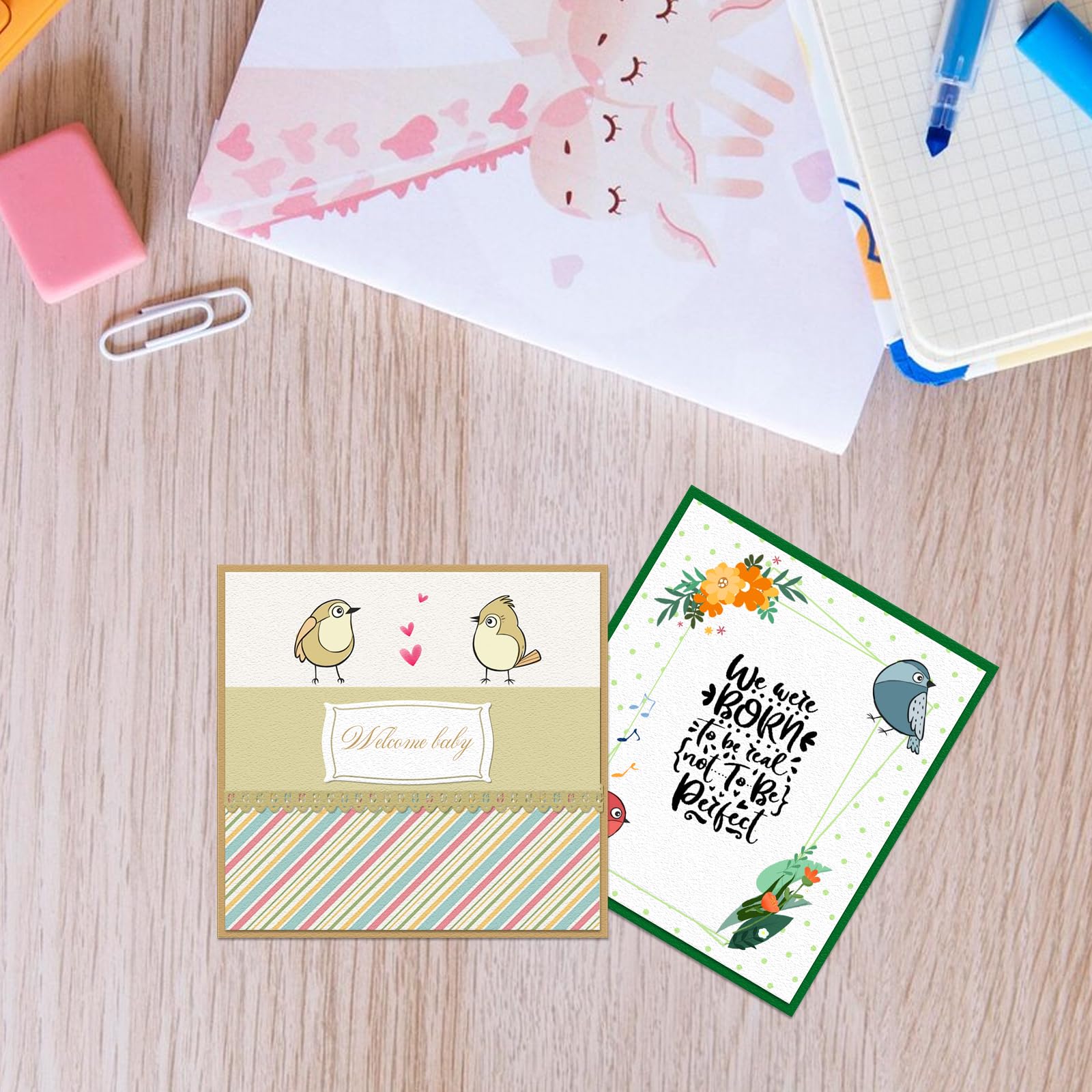 Cute Birds Rubber Stamps Set for Card Making, Scrapbooking, Journaling - DIY Animal Gift Stamps for Handmade Cards, Albums & Craft Projects - Perfect for Birthday Cards, Wedding Invitations and Home Decor