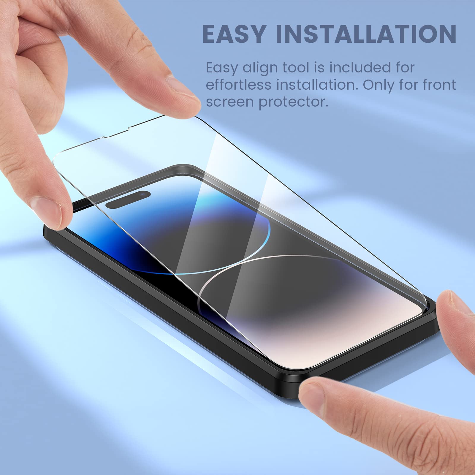 Maxdara [6 in 1] iPhone 14 Pro Max Screen Protector Set - 2 Pack Tempered Glass Back Protector + 2 Pack Camera Lens Protector + Front Screen Protector | 9H Hardness, Ultra HD Clarity | Perfect for Everyday Protection & Travel Use