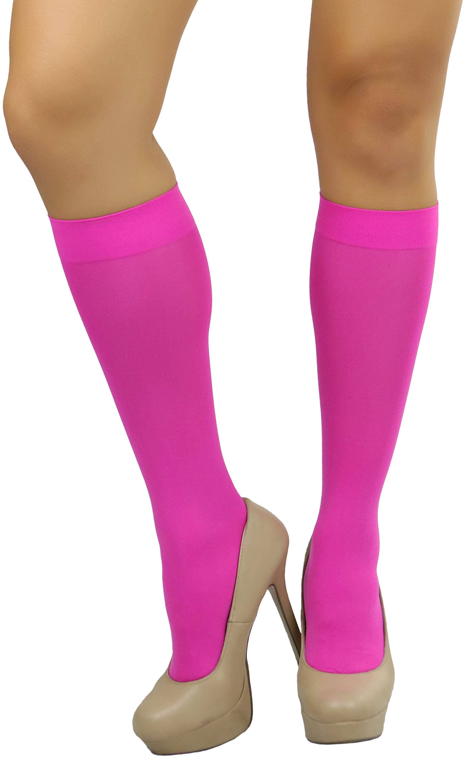 ToBeInStyle Women's Fashion Opaque Nylon Knee High Socks - Warm Winter Boot Socks for Women, Non-Slip Comfortable Crew Socks for Boots, Shoes & Casual Wear