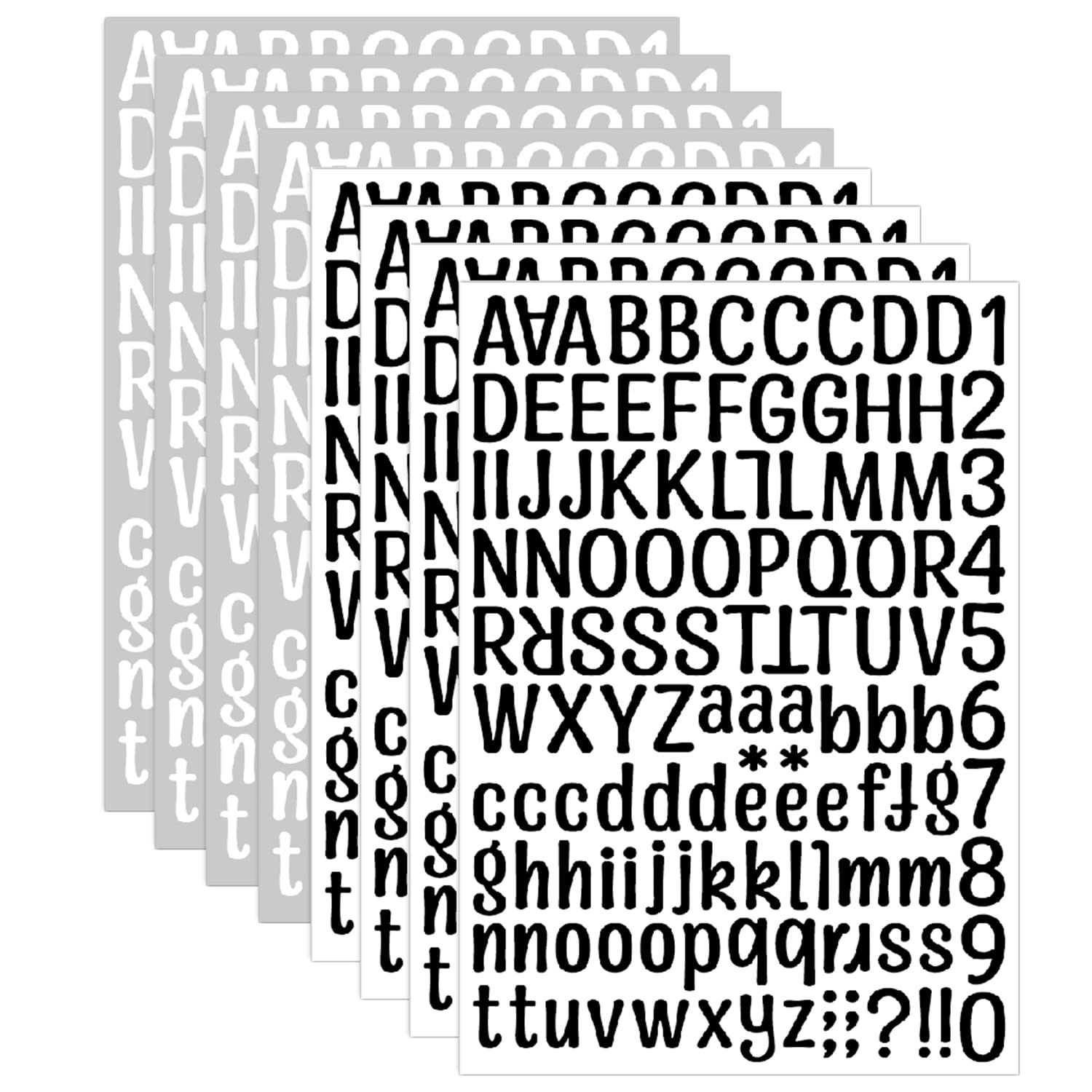 PUVATY 1 Inch 1008-Piece Graduation Cap Letter Stickers - Self-Adhesive Vinyl Alphabet & Number Decals for Signs, Business, Mailbox, Crafts (Black & White) - Perfect for DIY Projects, School Events & Party Decorations