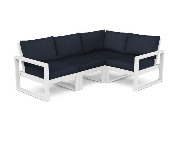 Polywood EDGE 4-Piece Modular Deep Seating Set - Outdoor Patio Furniture for Garden, Poolside & Backyard Relaxation
