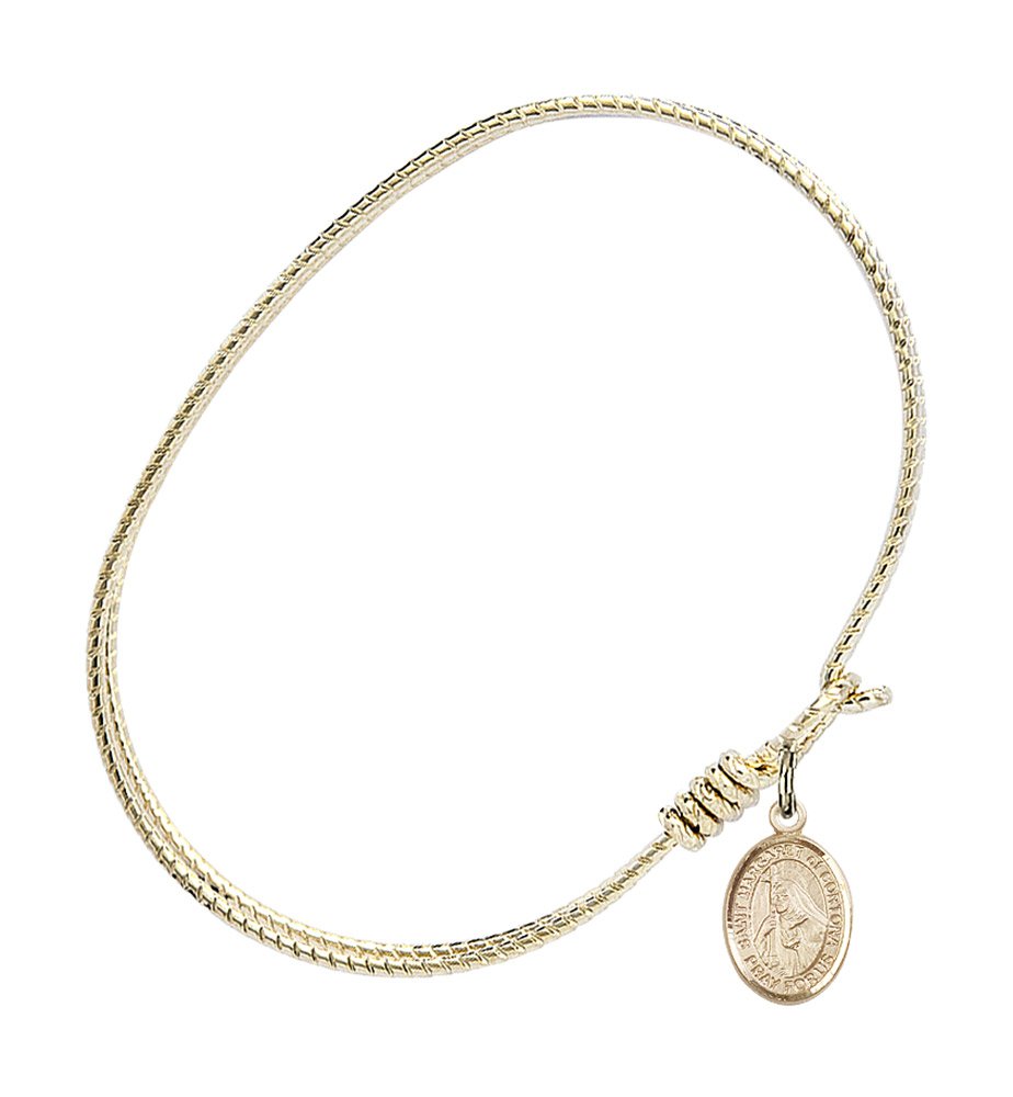 Gold-Filled Oval Eye Hook Bangle Bracelet with St. Margaret of Cortona - Elegant Religious Jewelry for Women | Perfect for Church, Weddings & Everyday Faith-Based Fashion | Ideal for Prayer, Gift Giving & Spiritual Occasions