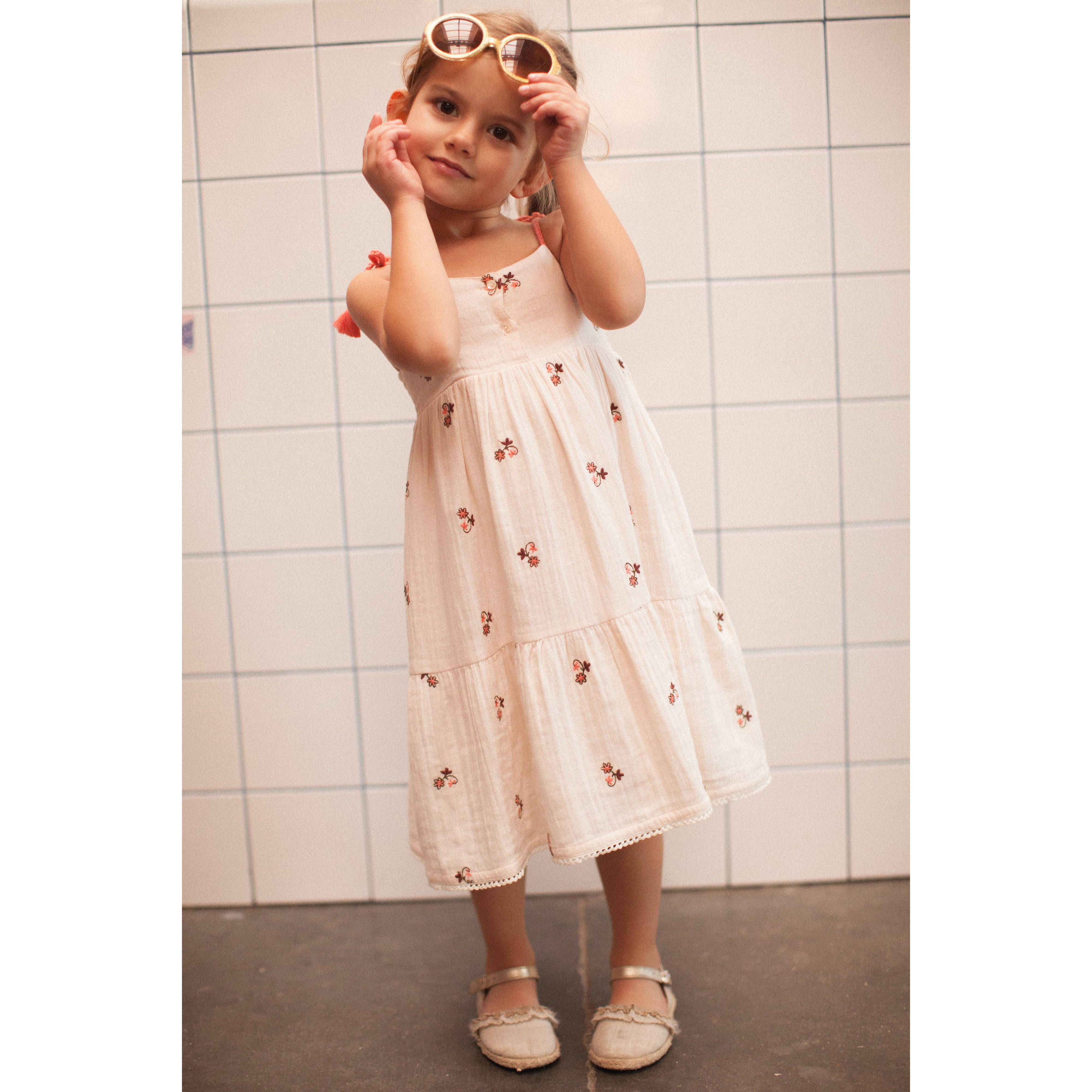 Bonheur du Jour Paris Girl Dress Pink - Elegant Floral Summer Dress for Girls | Perfect for Parties, Weddings & Special Occasions